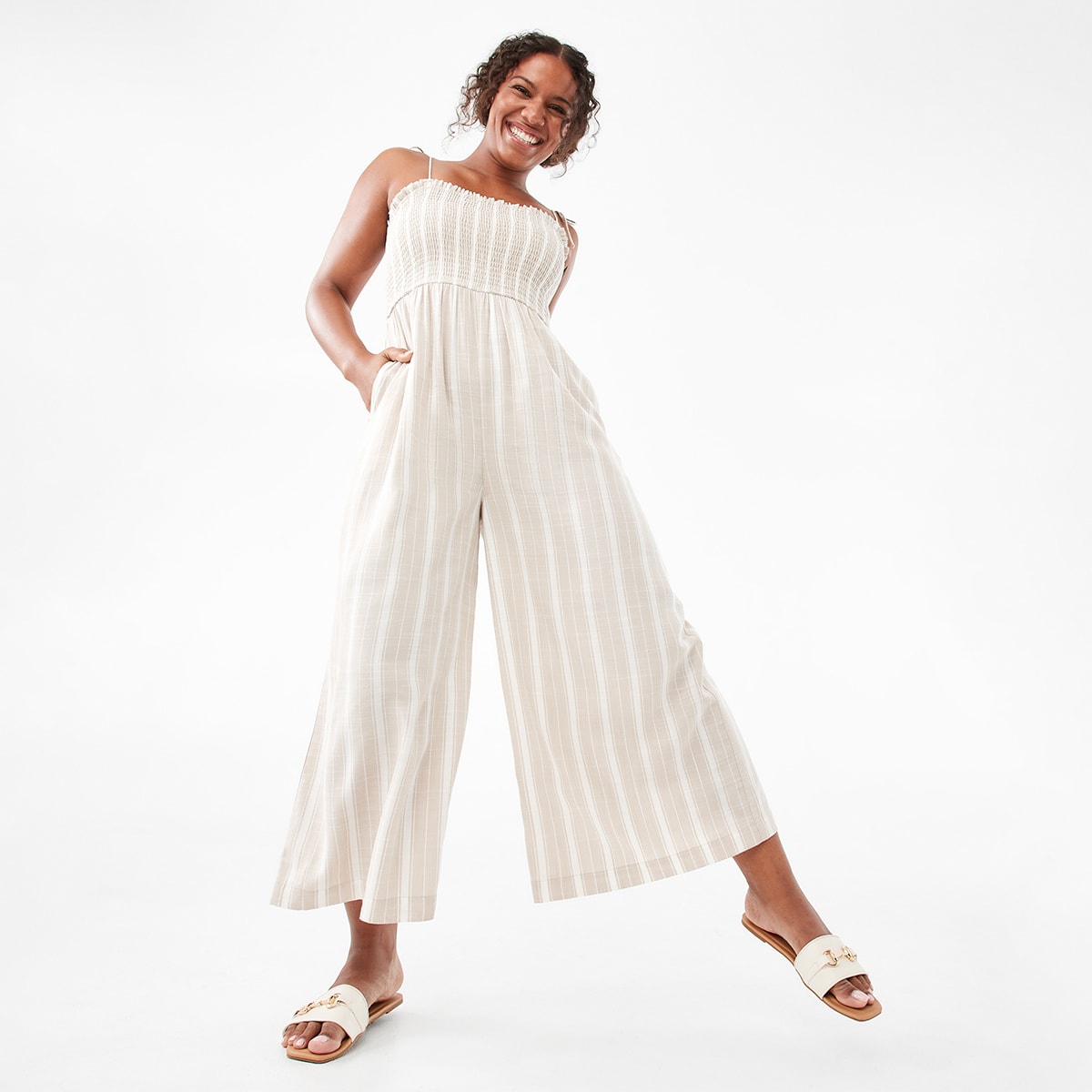 Sleeveless Shirred Bodice Jumpsuit Kmart