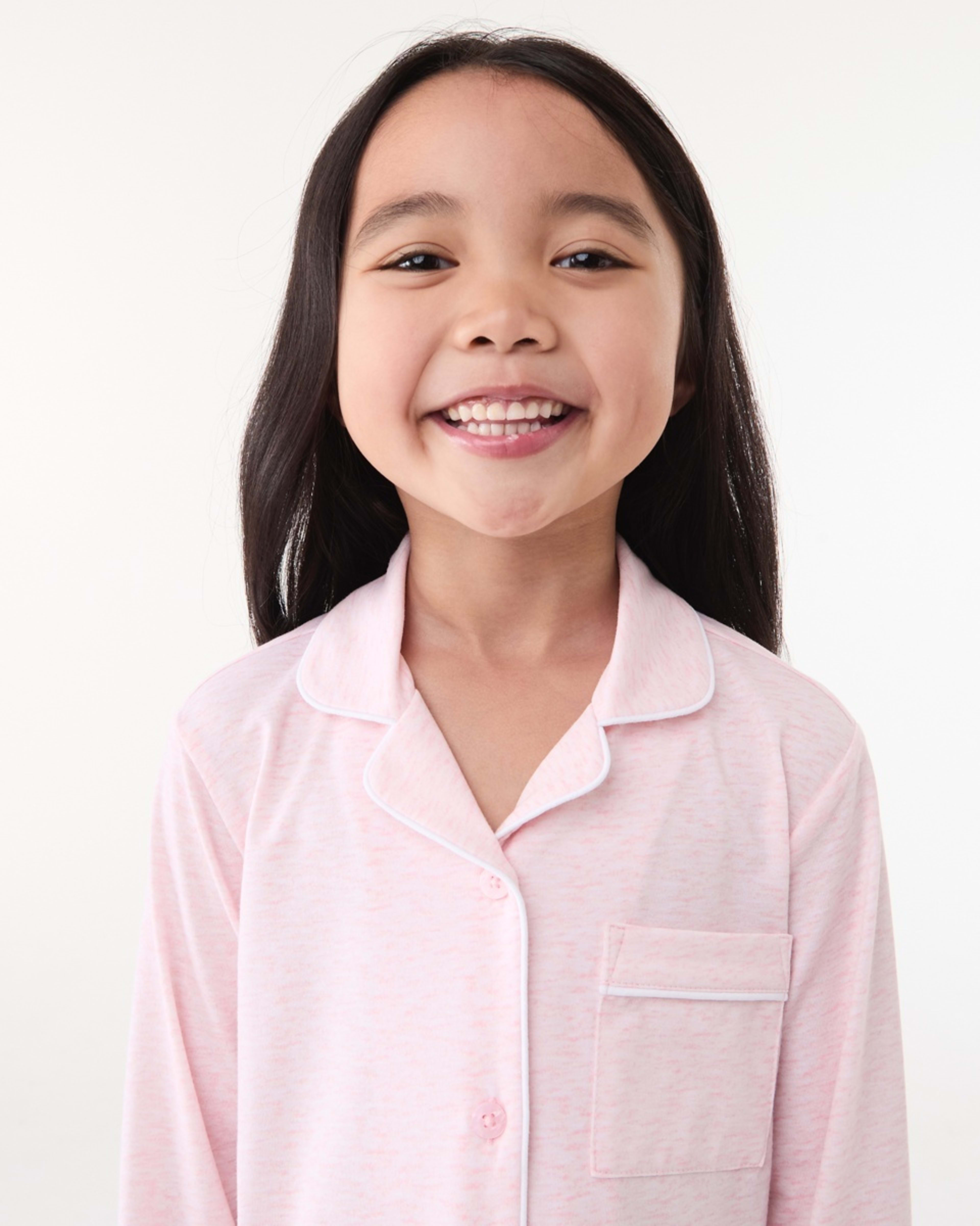 3 Button Through Pyjama Set Pnk Marle, 3 of 6