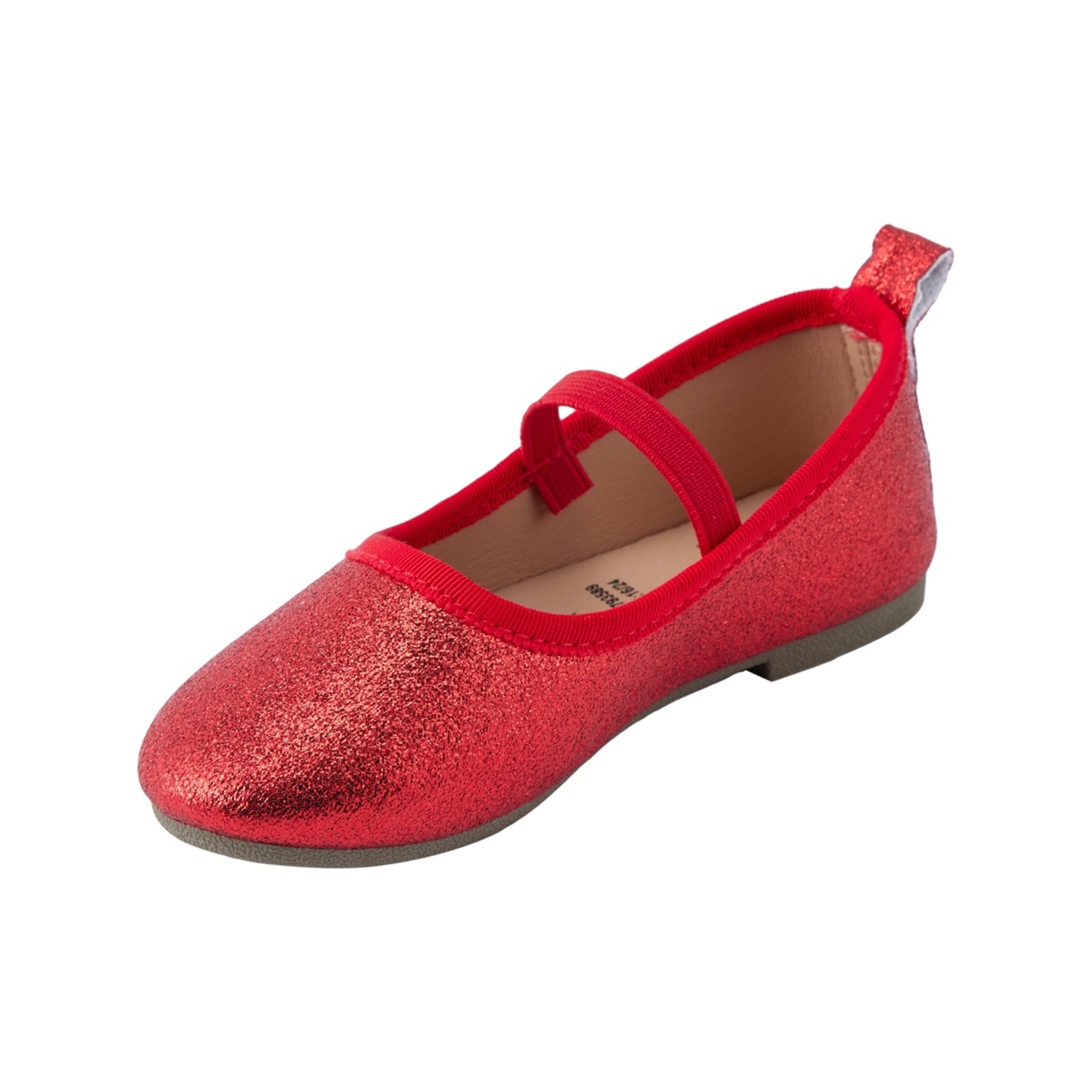 3 Junior Glitter Flats Red Shimmer, 3 of 5