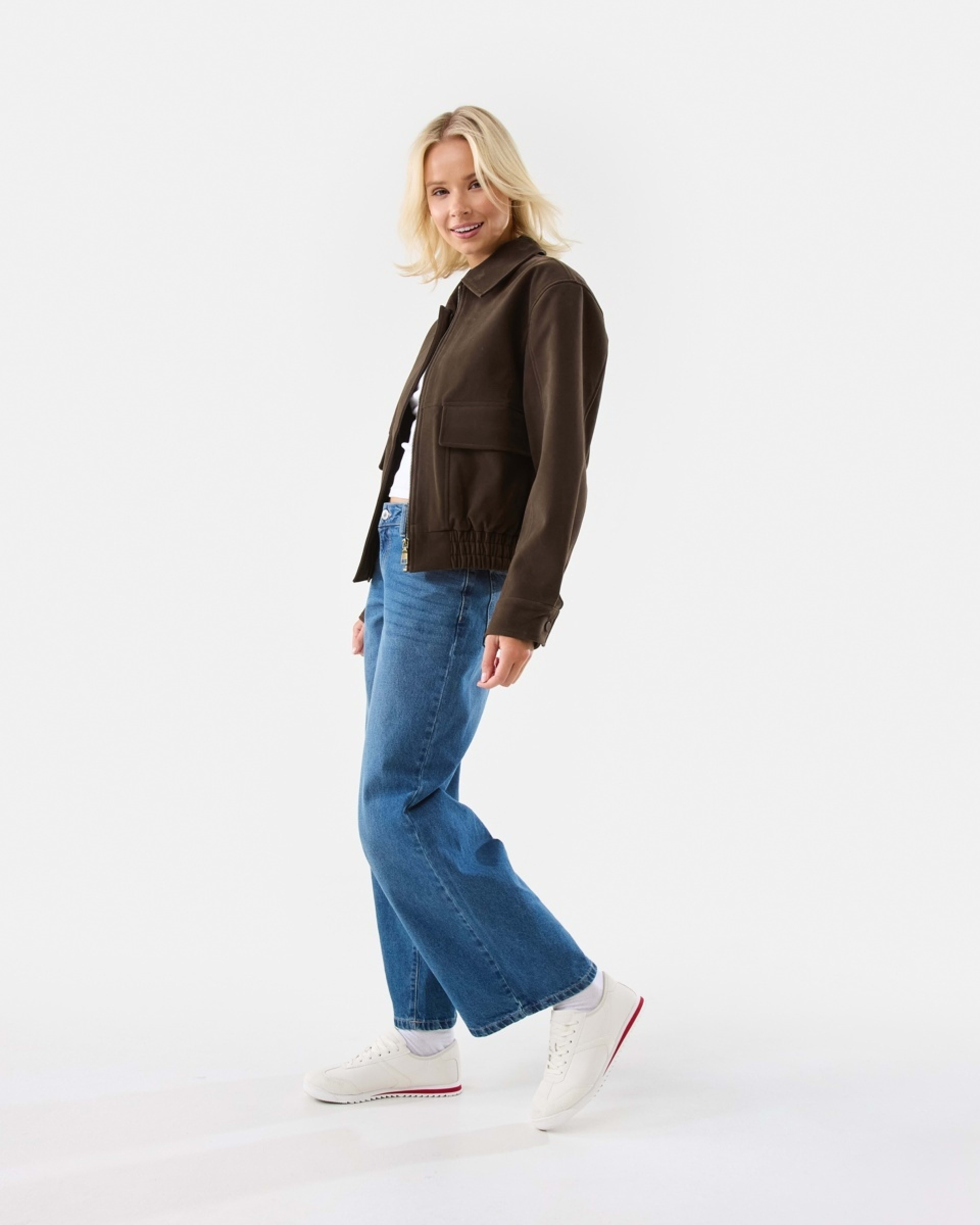4 Suedette Oversized Bomber Jacket Melt Brown, 4 of 8