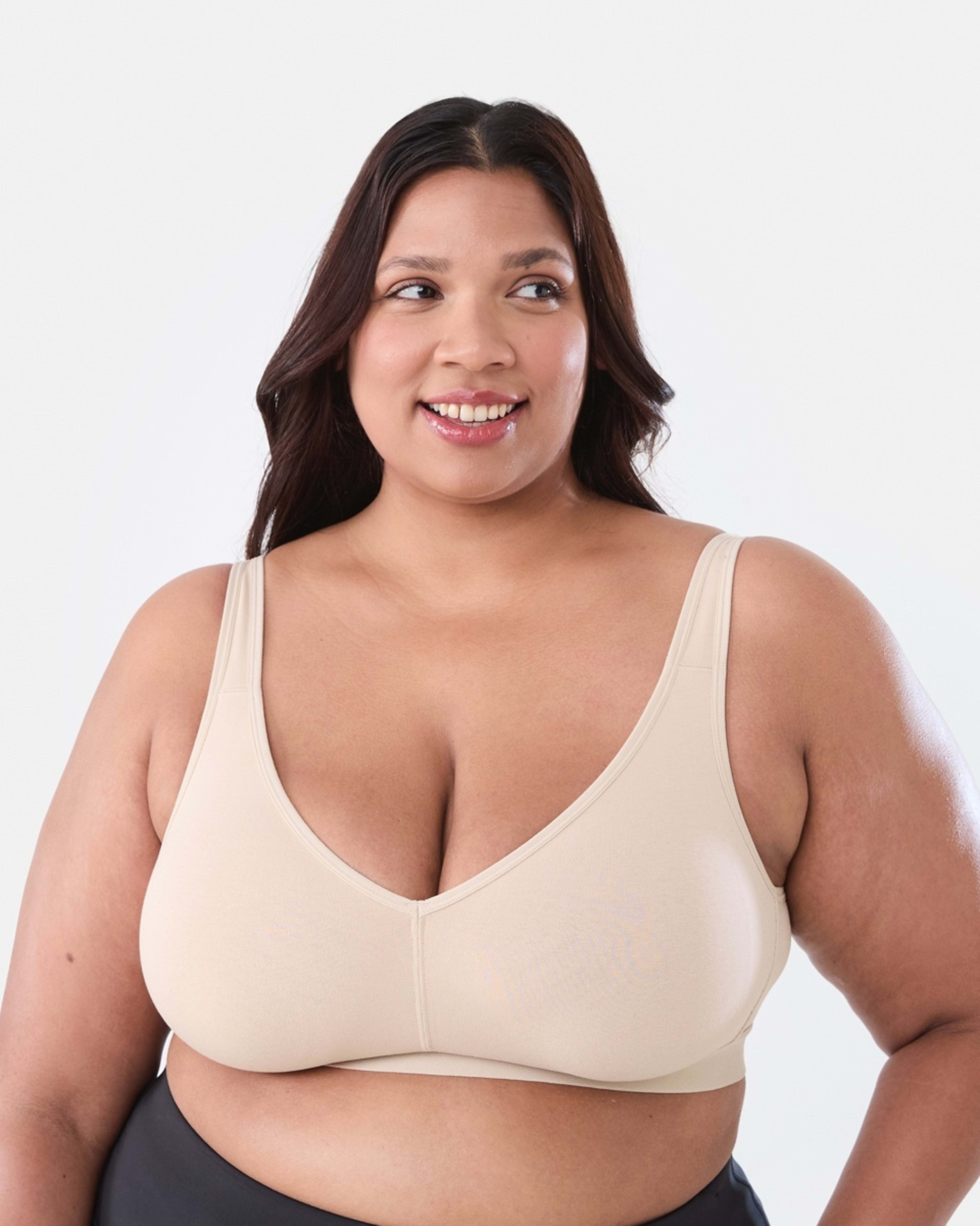 4 2 Pack Full Figure Wirefree Soft Cup Bra BEIGE, BLACK, 4 of 8