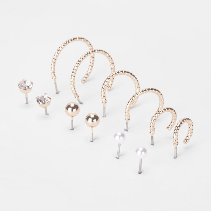 6 Pack Stud and Hoop Earrings Gold Tone Kmart