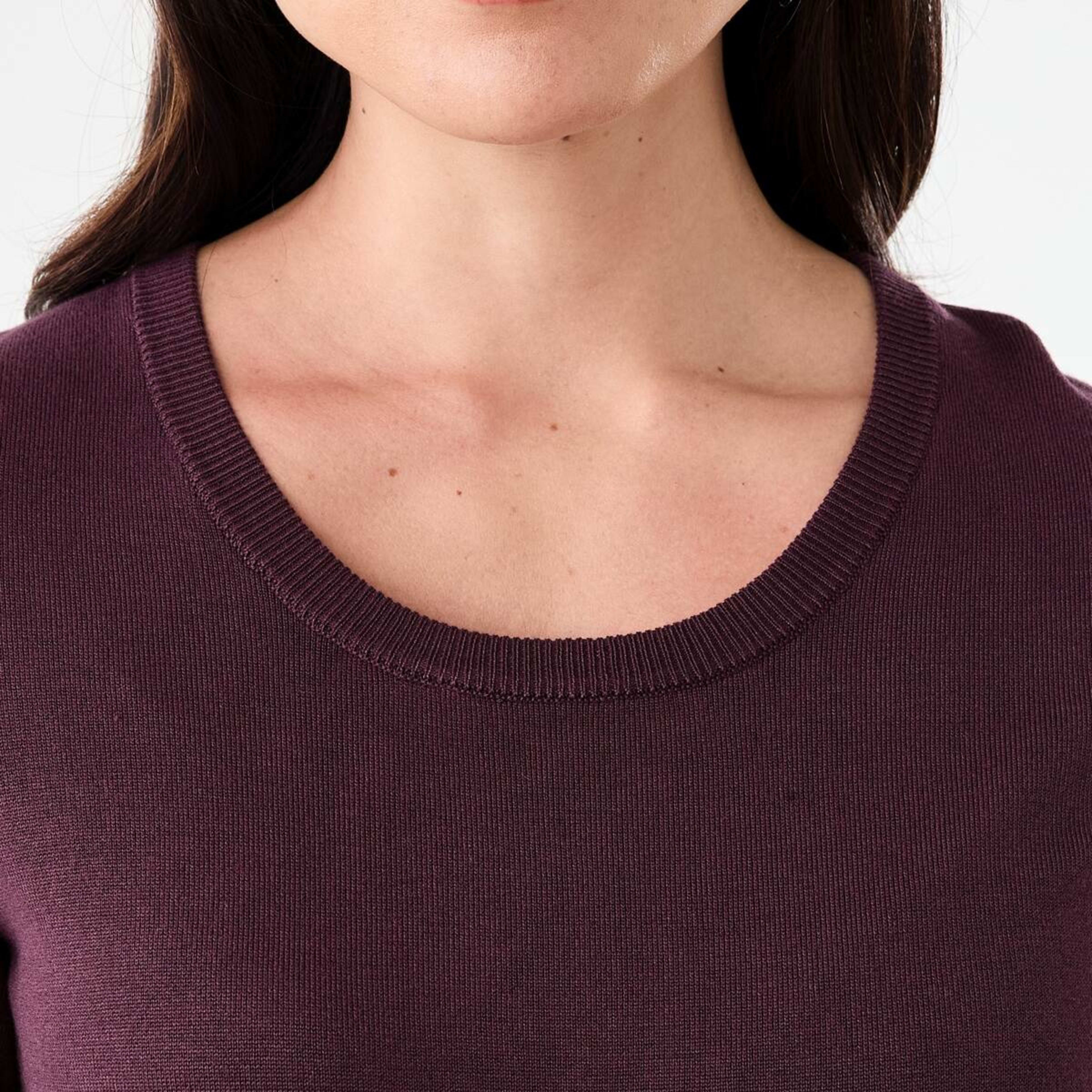 5 Short Elbow Sleeve Crew Neck Top Mulberry, 5 of 6
