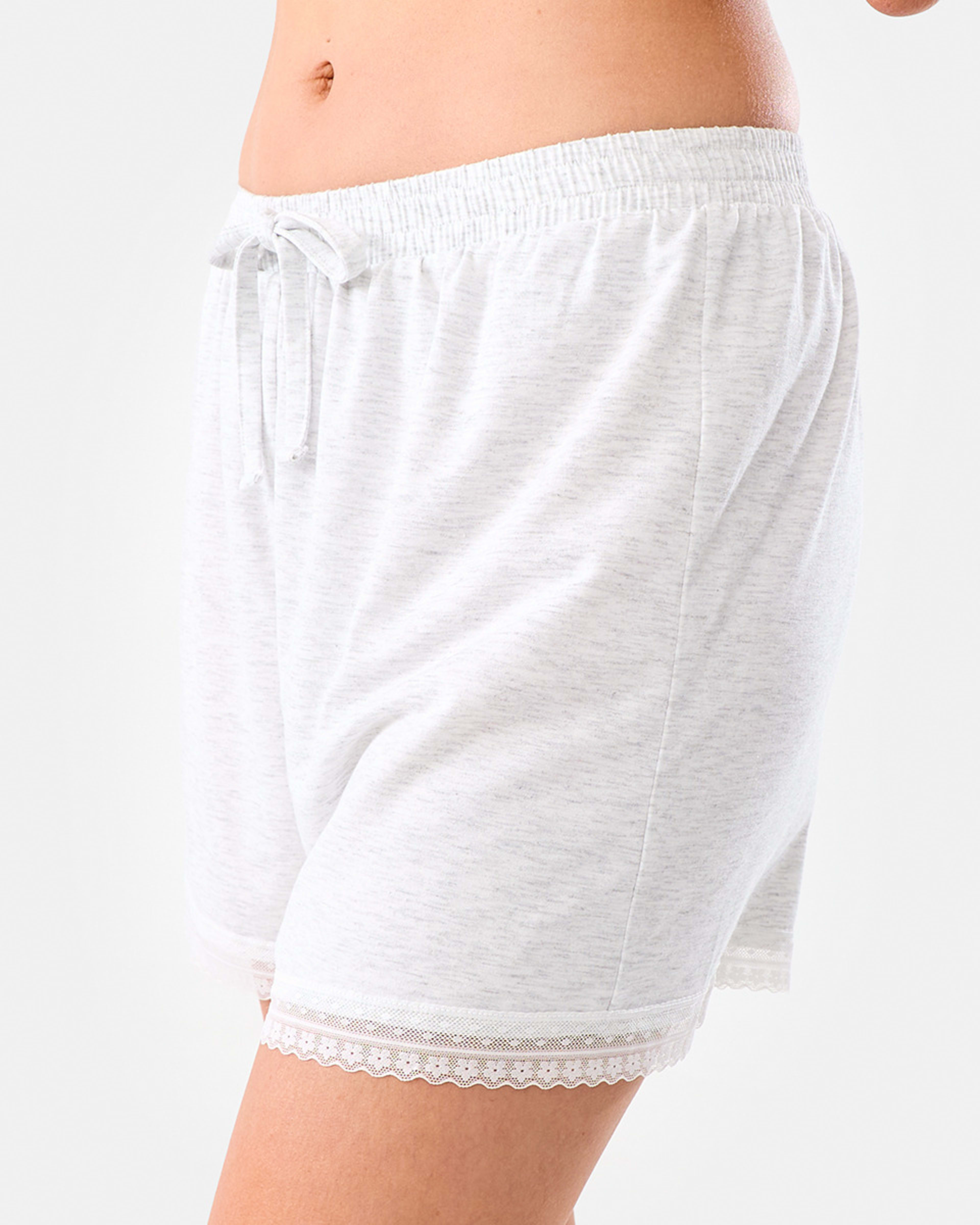 2 Lace Trim Comfort Shorts Wht Marle, 2 of 6