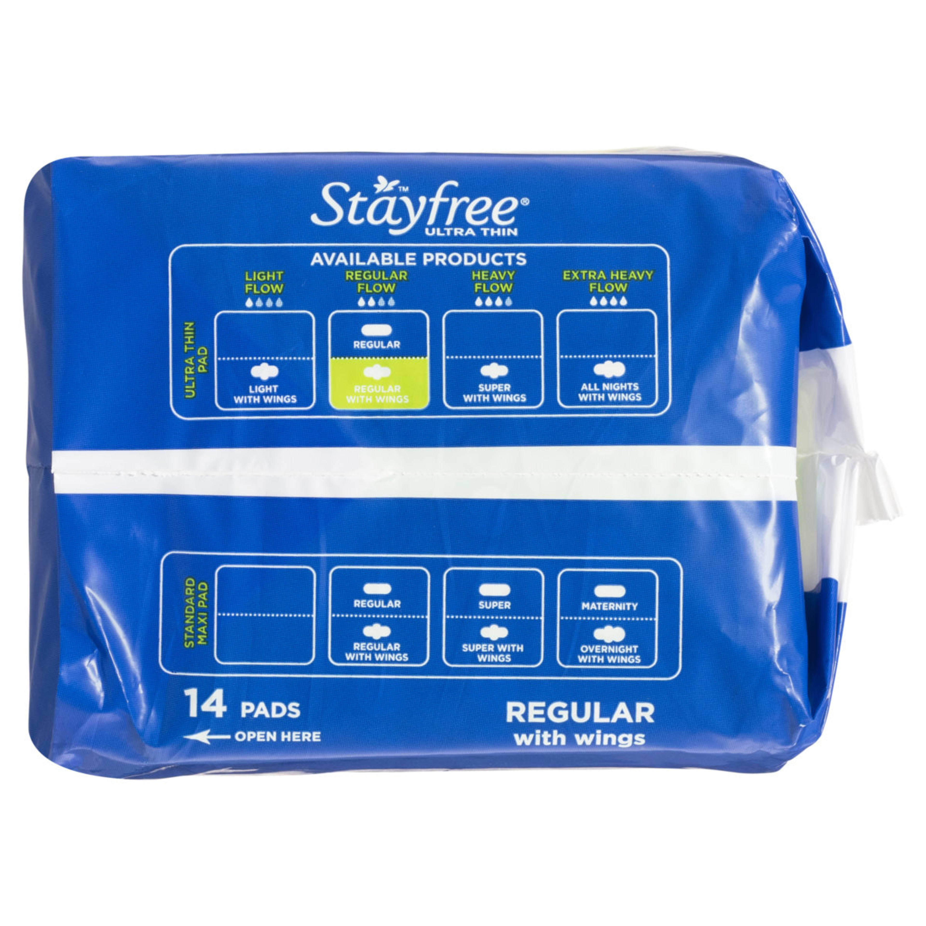 5 Stayfree 14 Pack UltraThin Regular Pads with Wings, 5 of 7