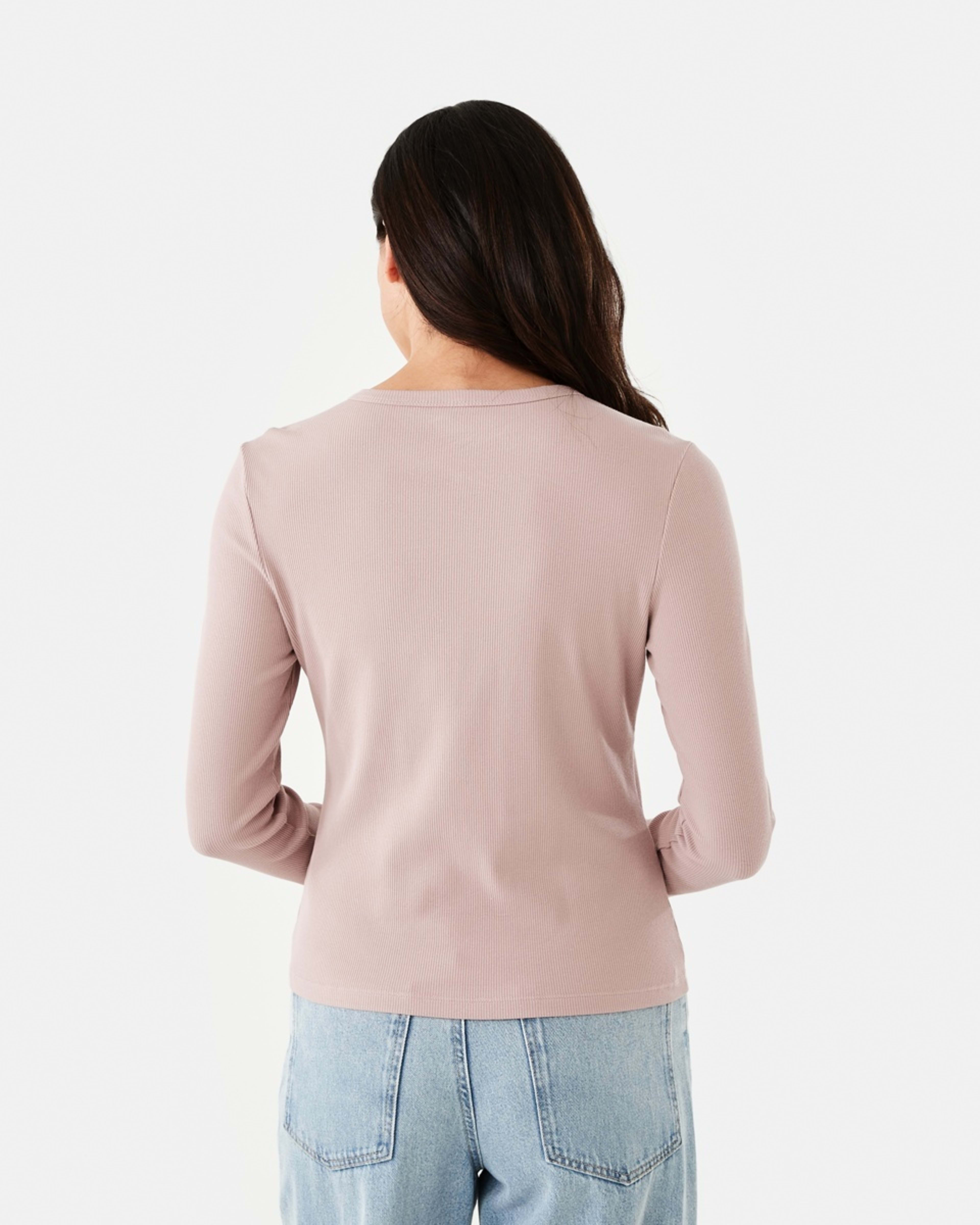 4 Long Sleeve Rib Crew T-shirt Modest Pnk, 4 of 6