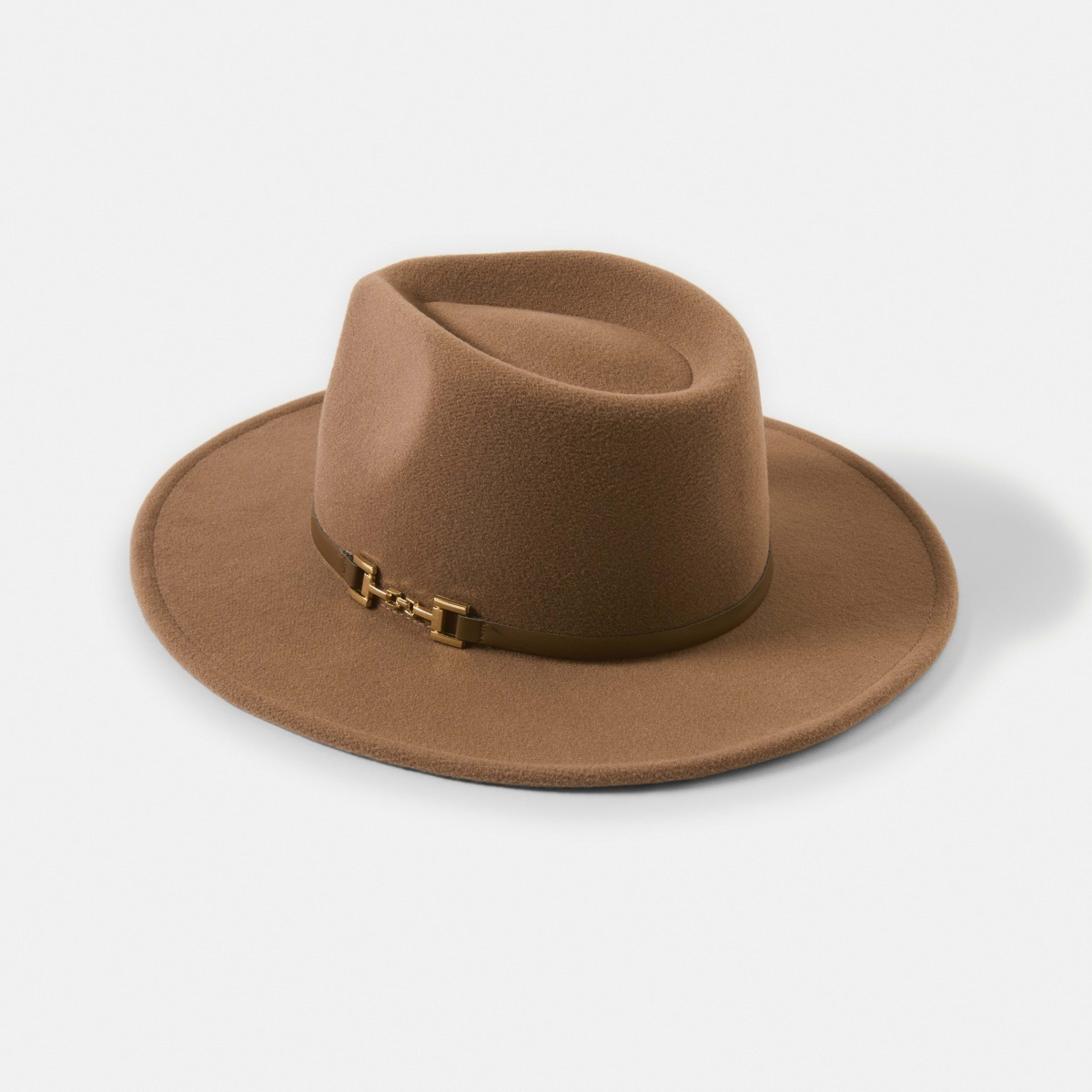 2 Metal Trim Fedora Hat Chocolate Brown Pu, 2 of 5