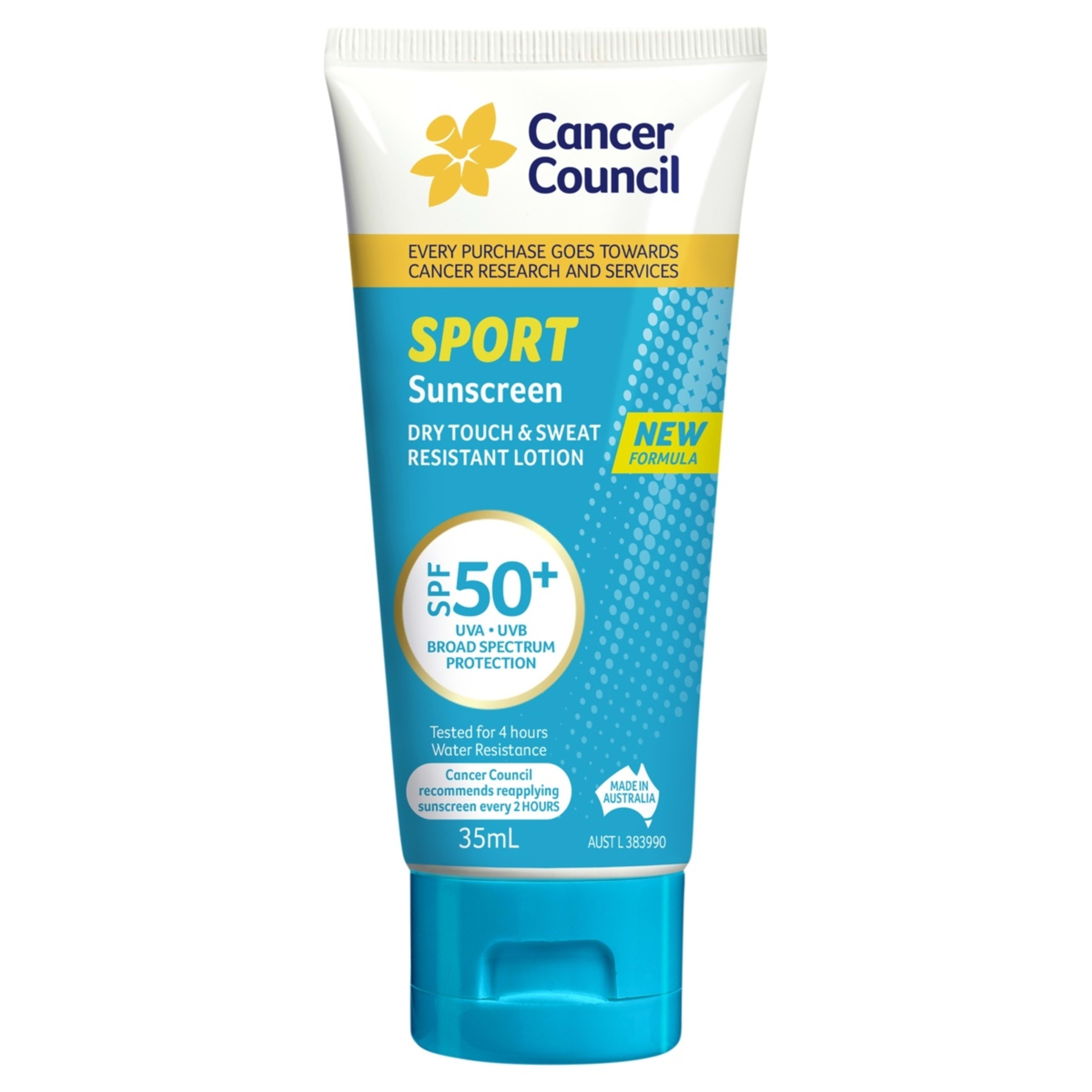1 Cancer Council Sport Dry Touch & Sweat Resistant SPF50+ Sunscreen Lotion 35ml - Aloe Vera & Vitamin E