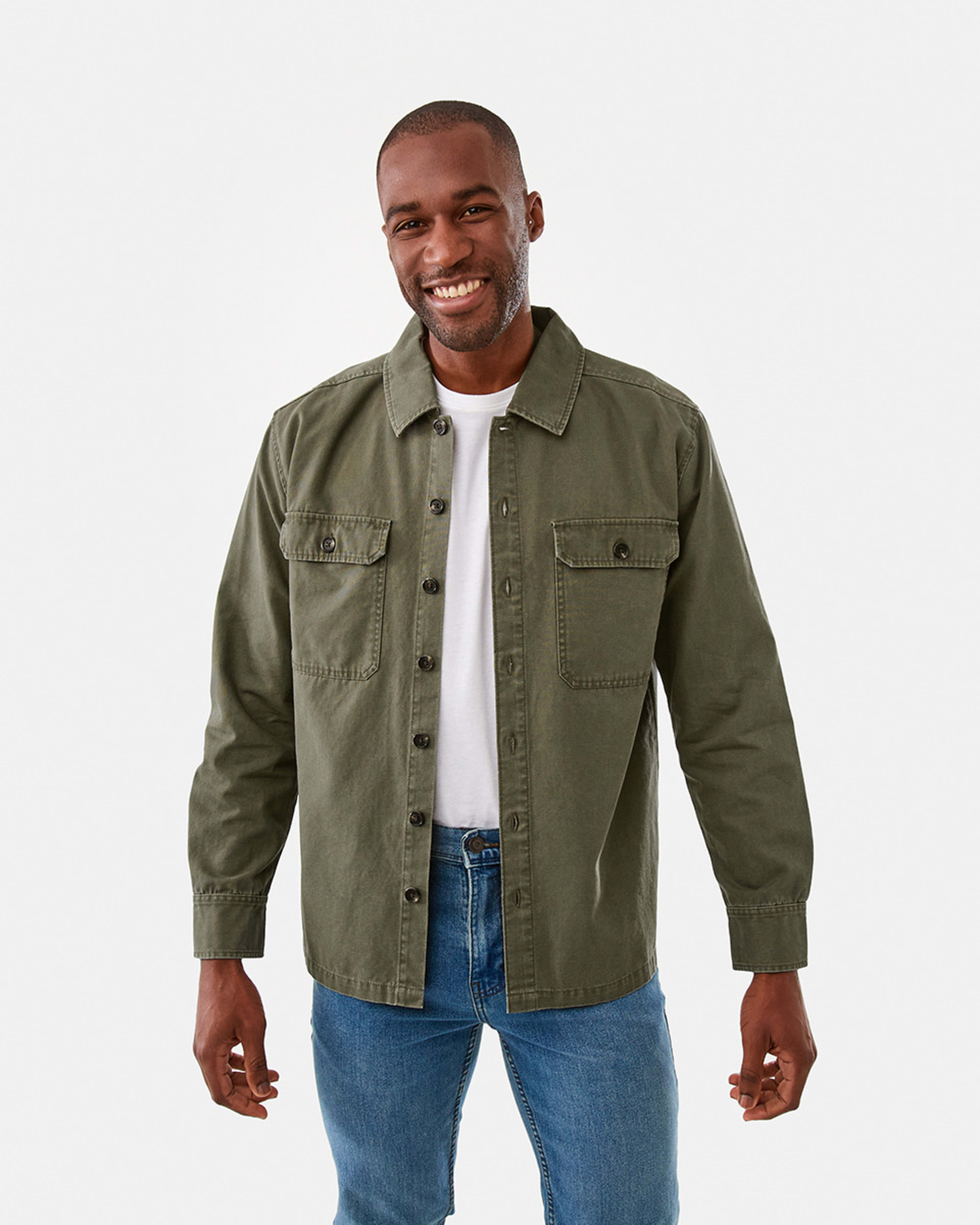 Long Sleeve Canvas Overshirt - Kmart