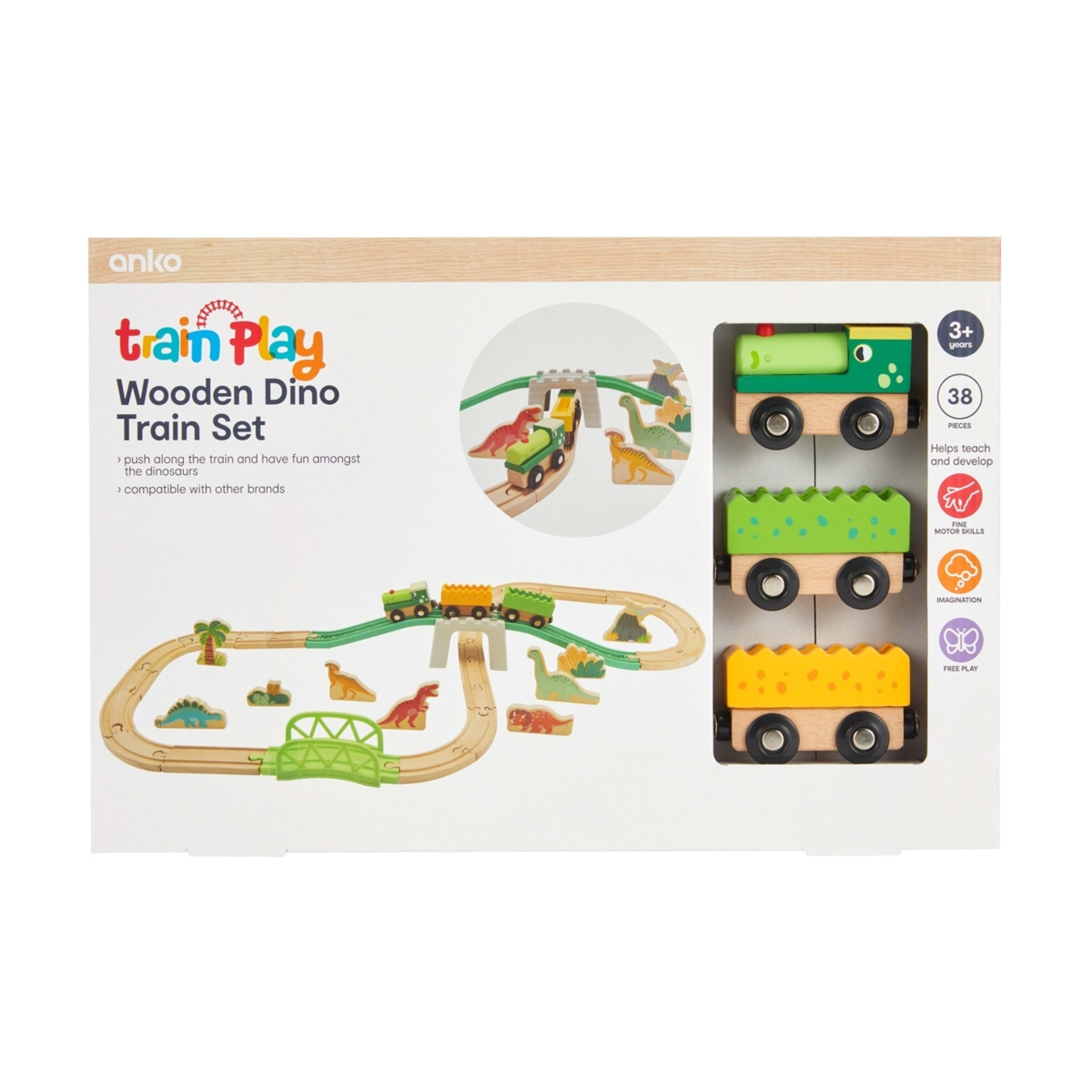 9 38 Piece Wooden Dino Train Set, 9 of 10