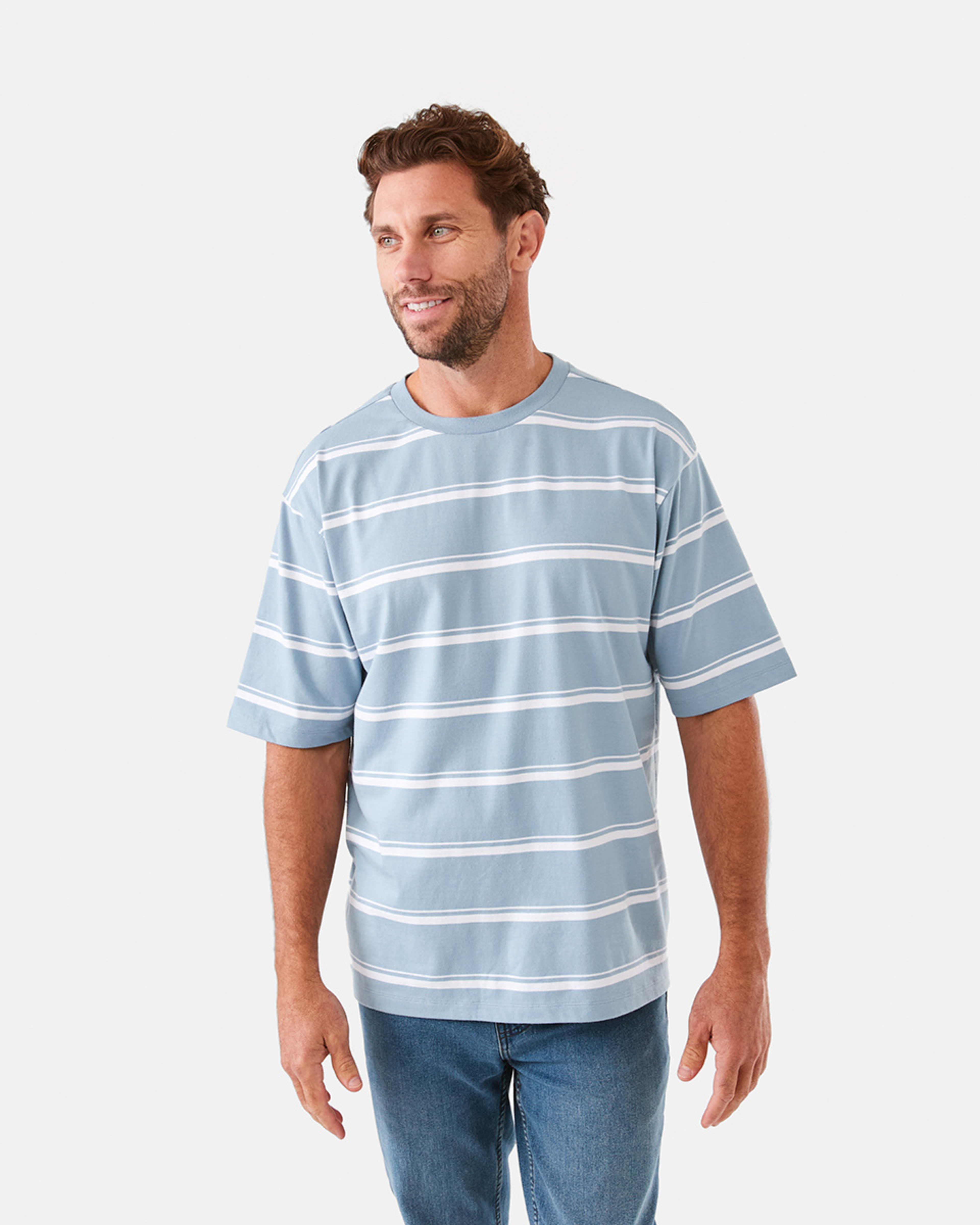 1 Oversized Striped T-Shirt Blu Strp, 1 of 6