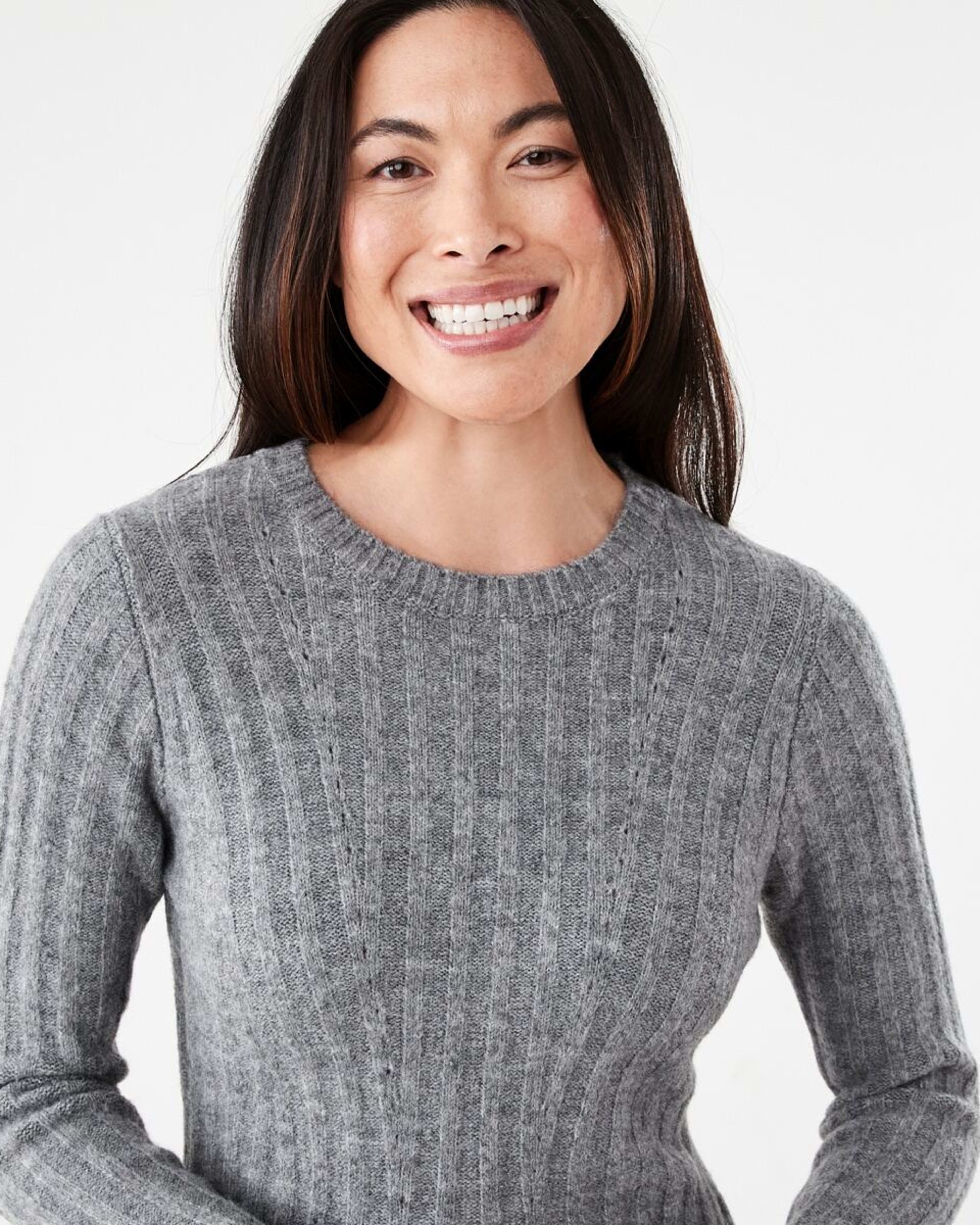4 Long Sleeve Rib True Knit Skater Mini Dress Grey Marle, 4 of 7