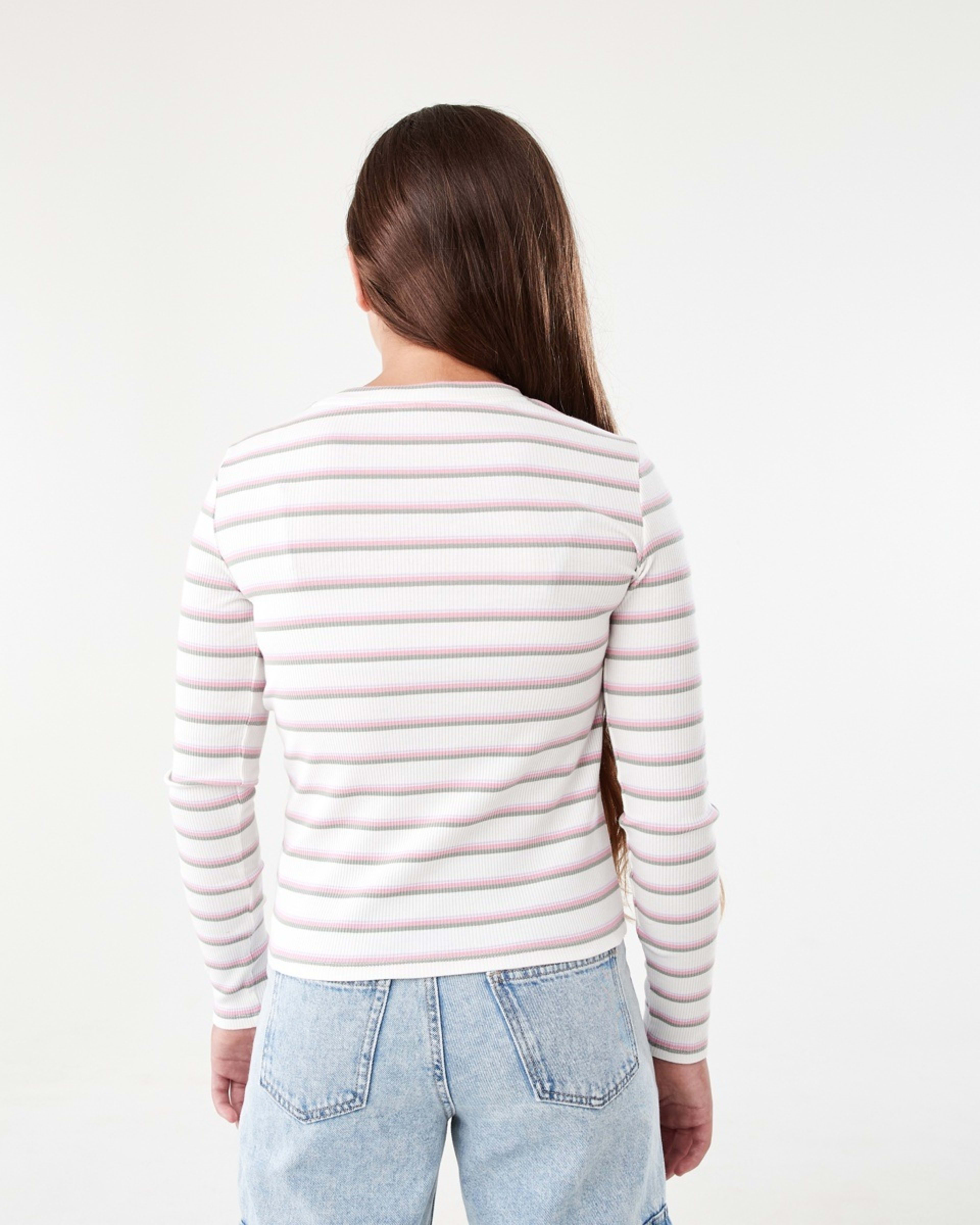 2 Long Sleeve Rib Top Descending Stripe Multi, 2 of 8