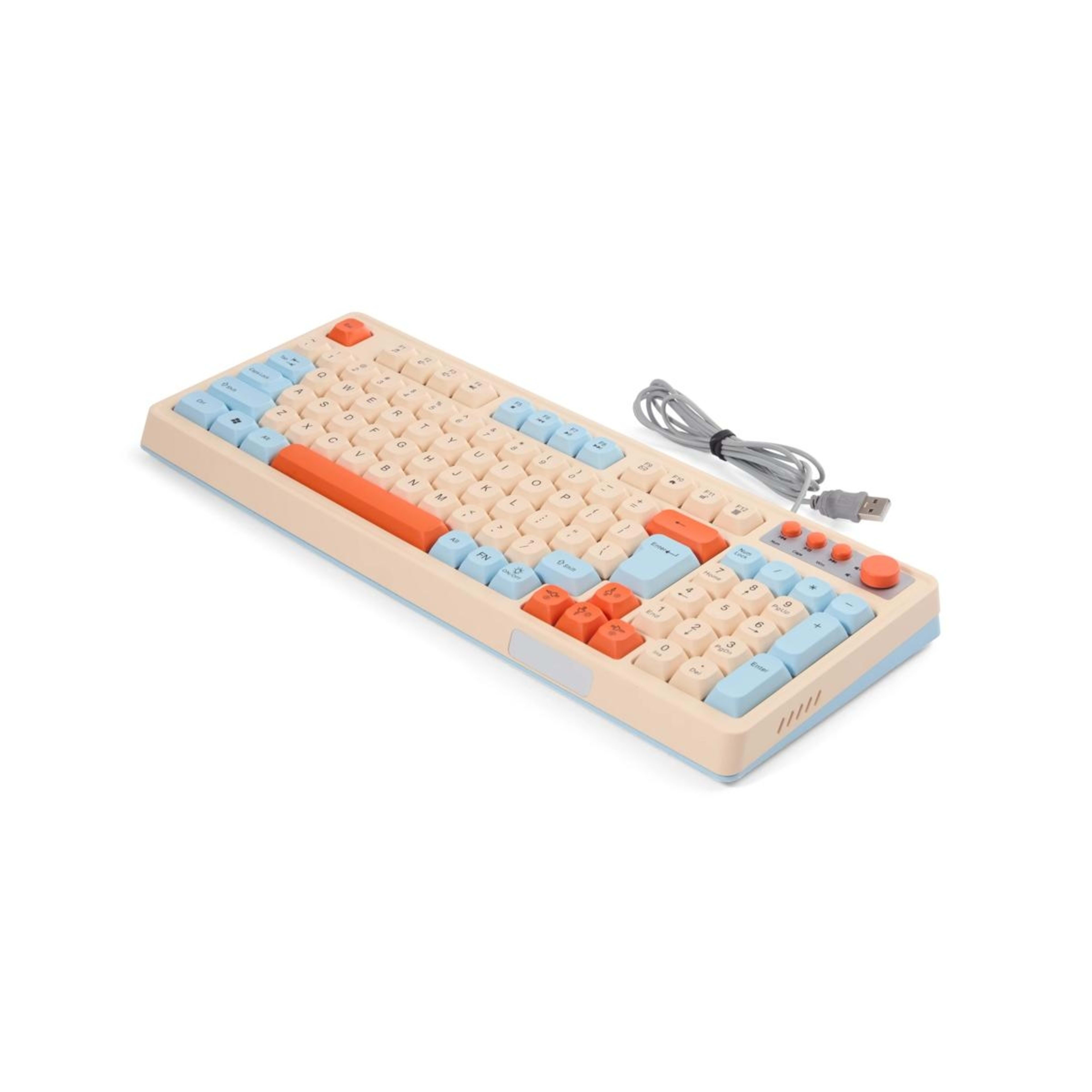 3 Membrane Wired Keyboard - Beige, Blue and Orange, 3 of 8