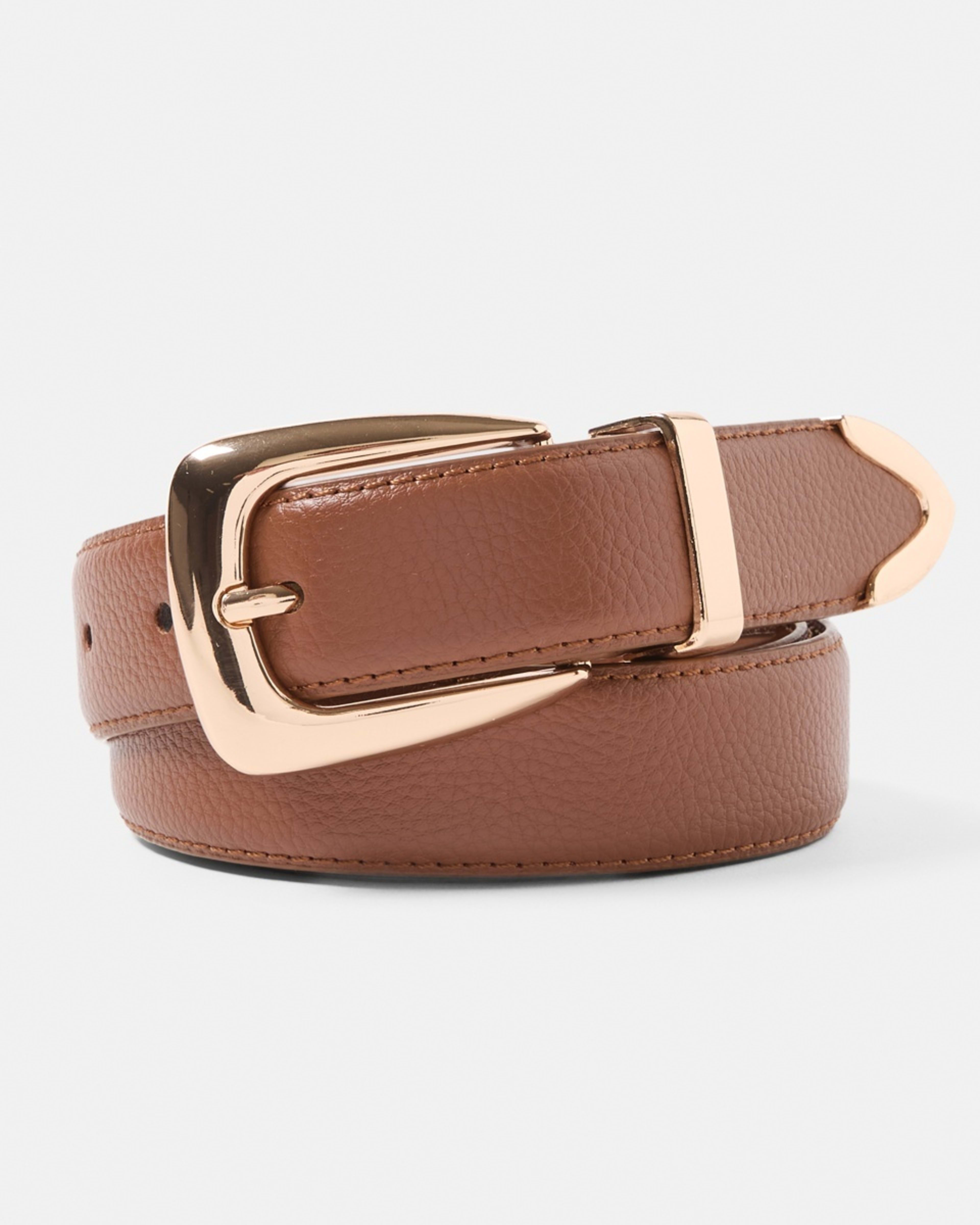 1 Statement Buckle Belt RICH TAN, 1 of 6