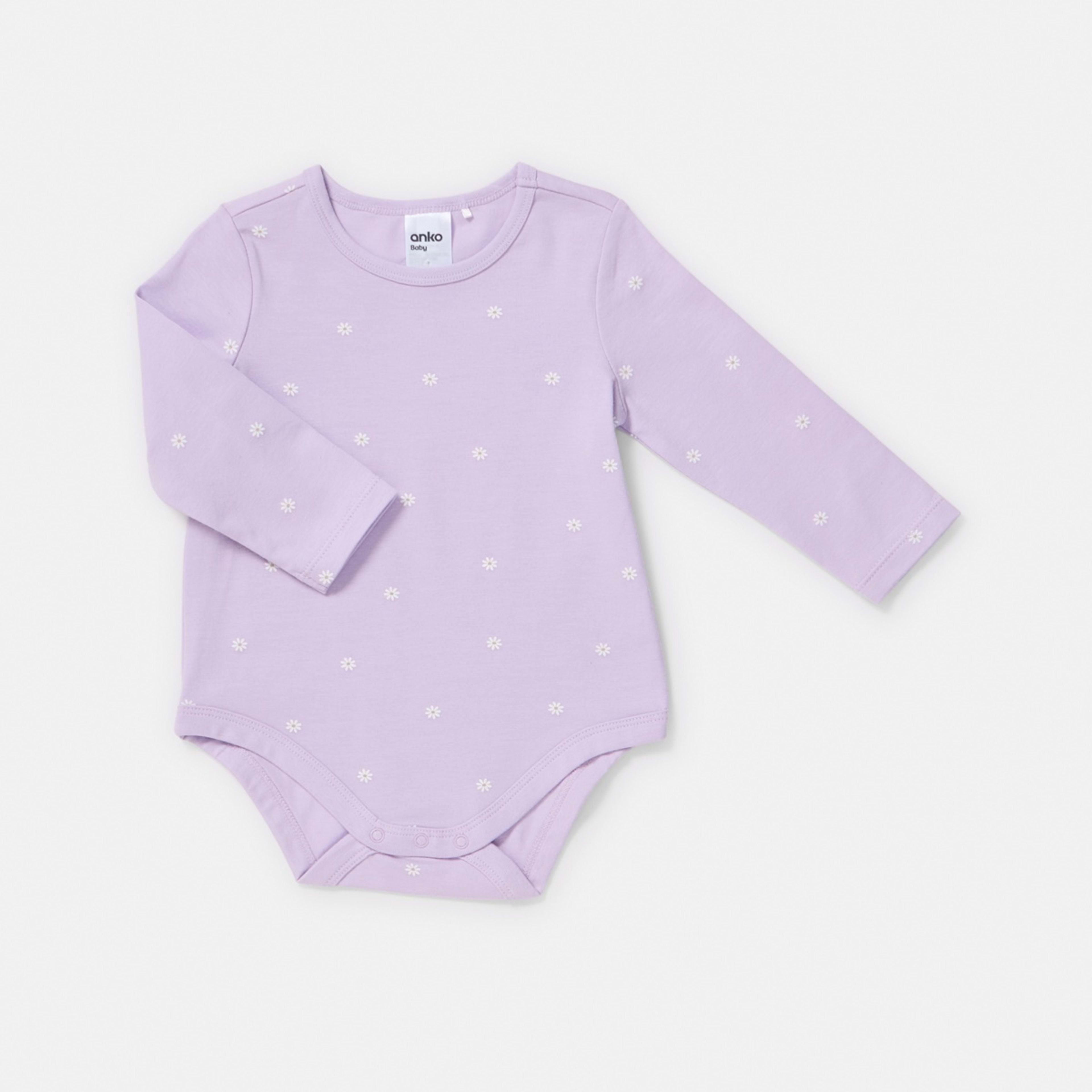 3 3 Pack Bodysuits Purple Tiny Daisy, 3 of 8