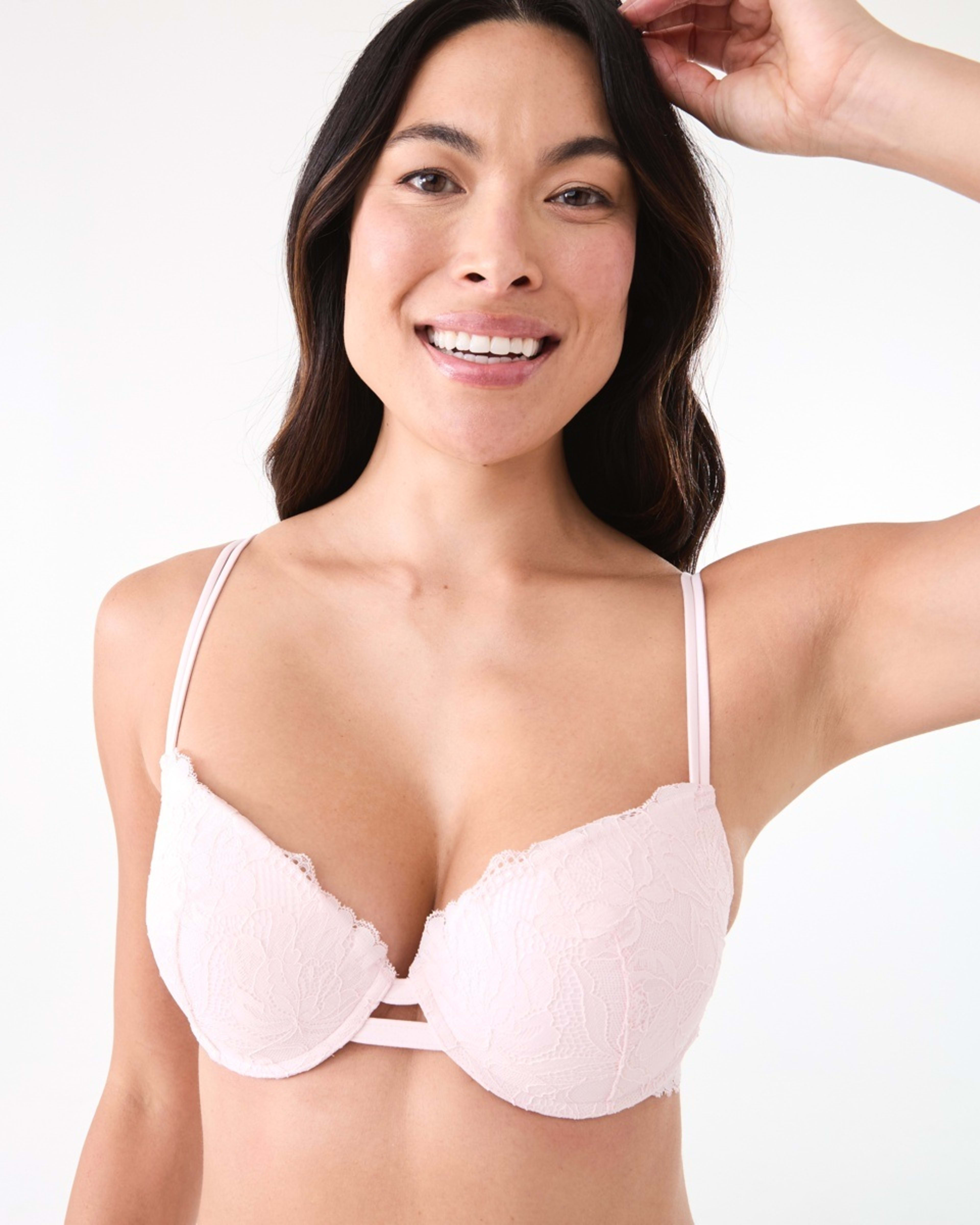 4 Co-ordinated Lace Push-Up Bra Pink Chalk, 4 of 7