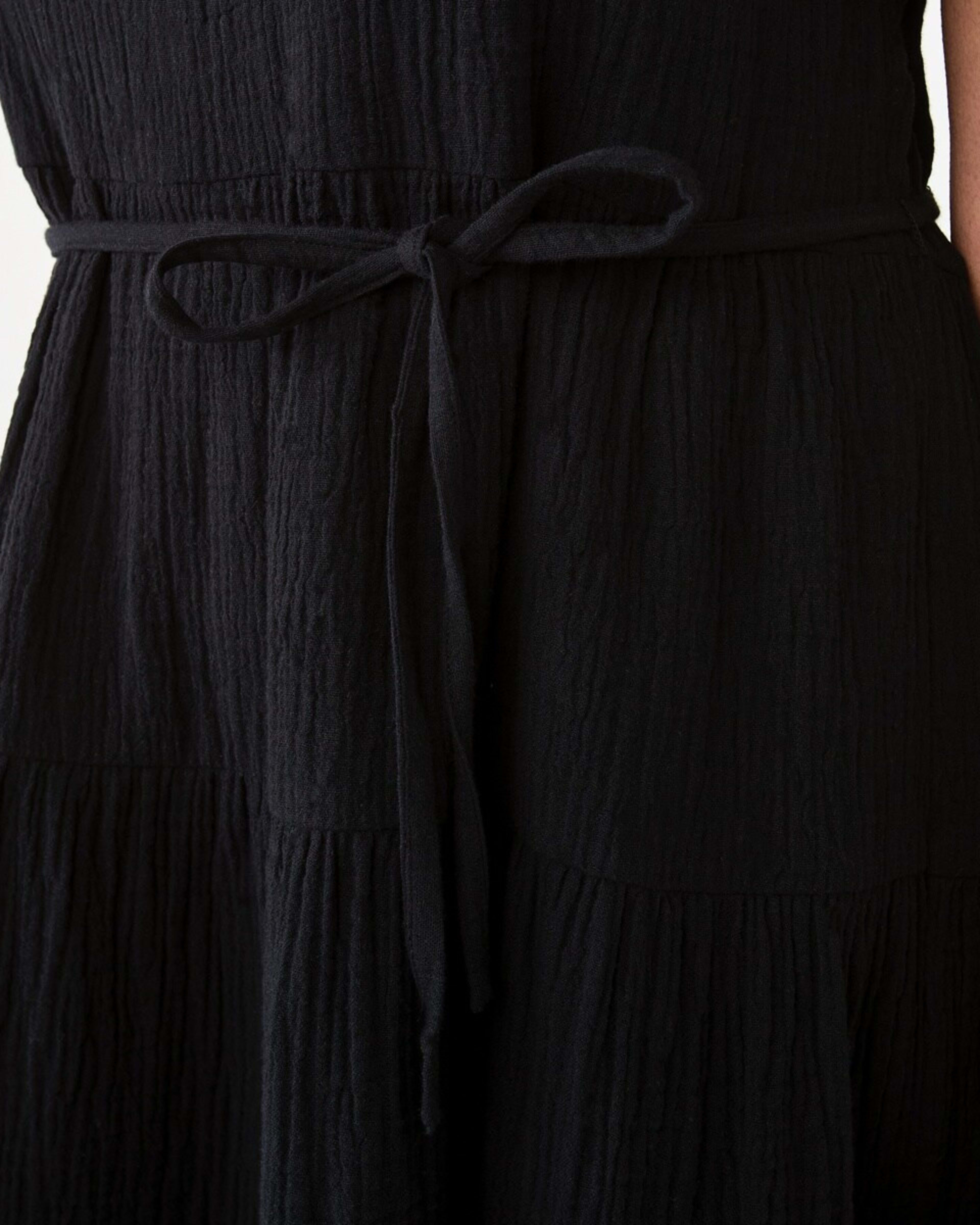 6 Short Sleeve Double Cloth Mini Dress Black, 6 of 7