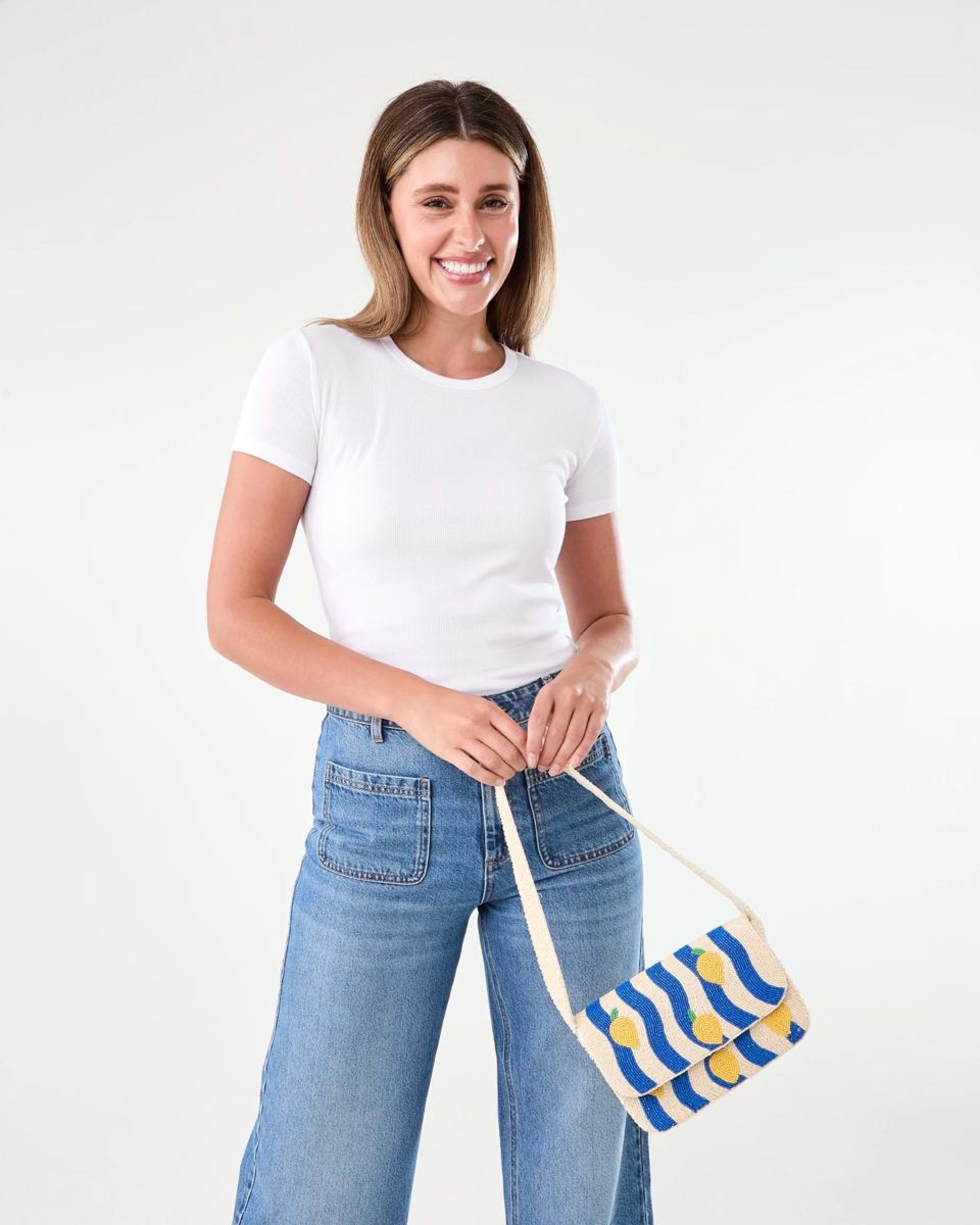 5 Beaded Shoulder Bag Lemon Strp, 5 of 6