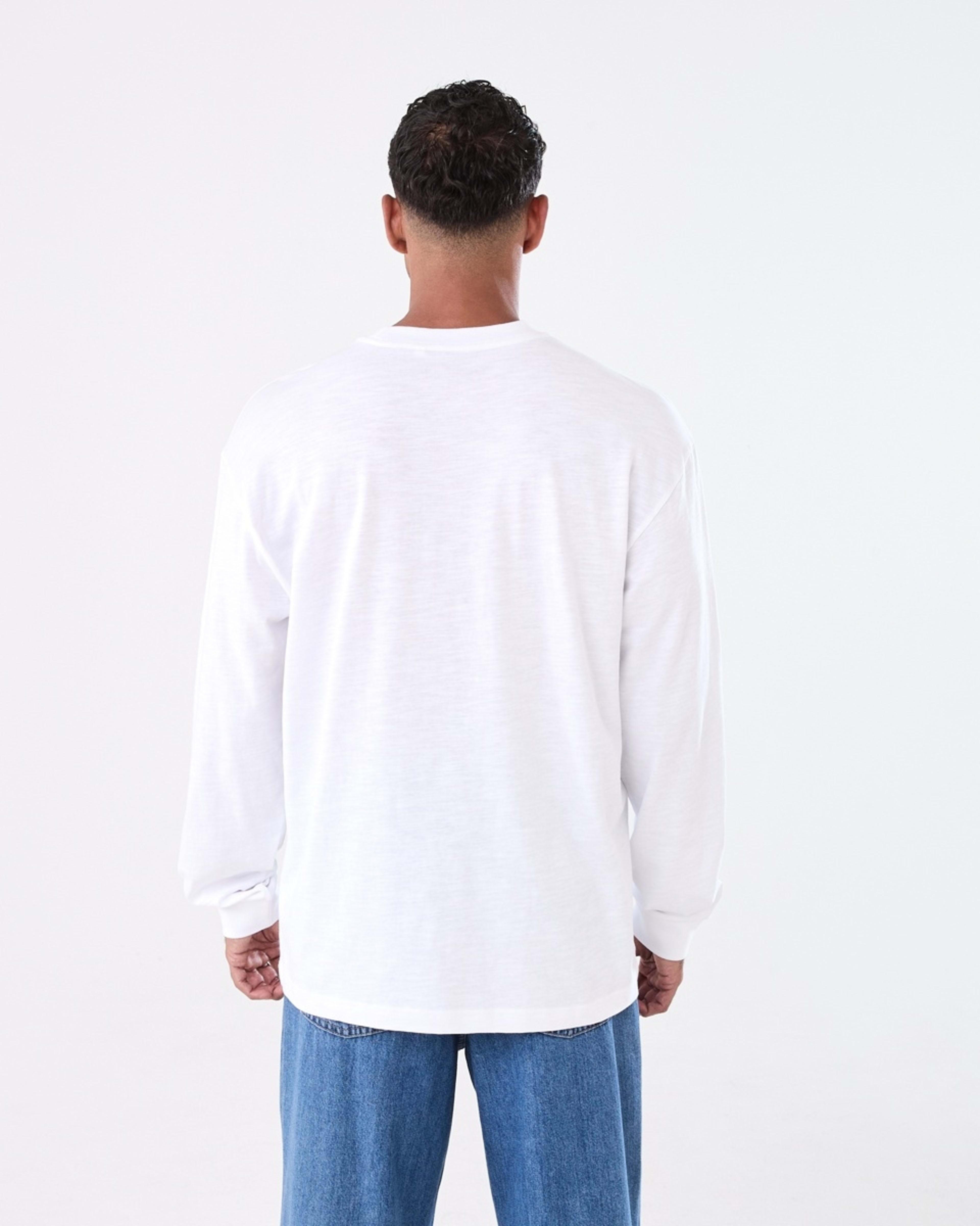 3 Long Sleeve Oversized Slub Pocket T-shirt WHITE, 3 of 6