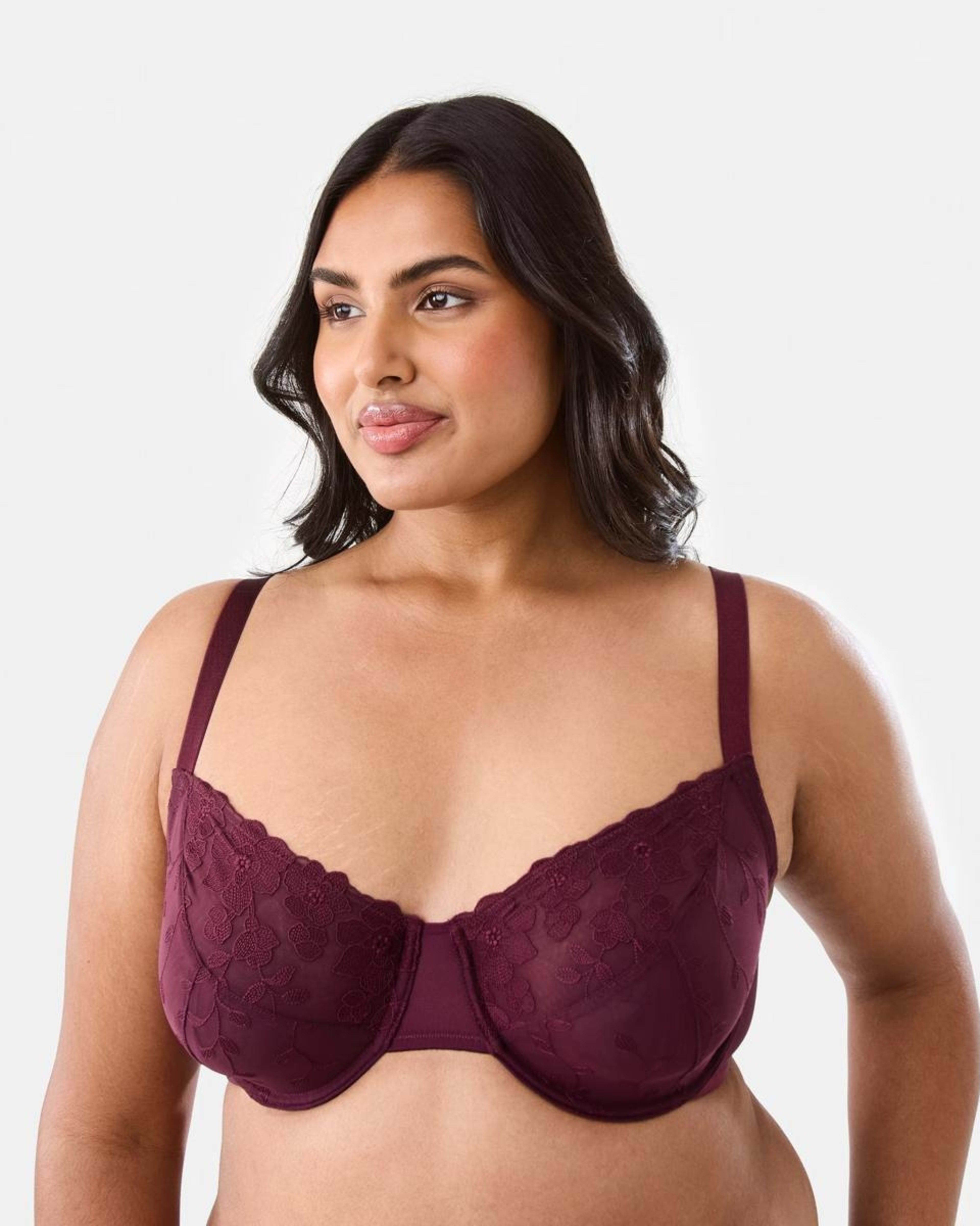 2 Full Figure Soft Cup Mesh Underwire Bra WINDSOR WINE, 2 of 6
