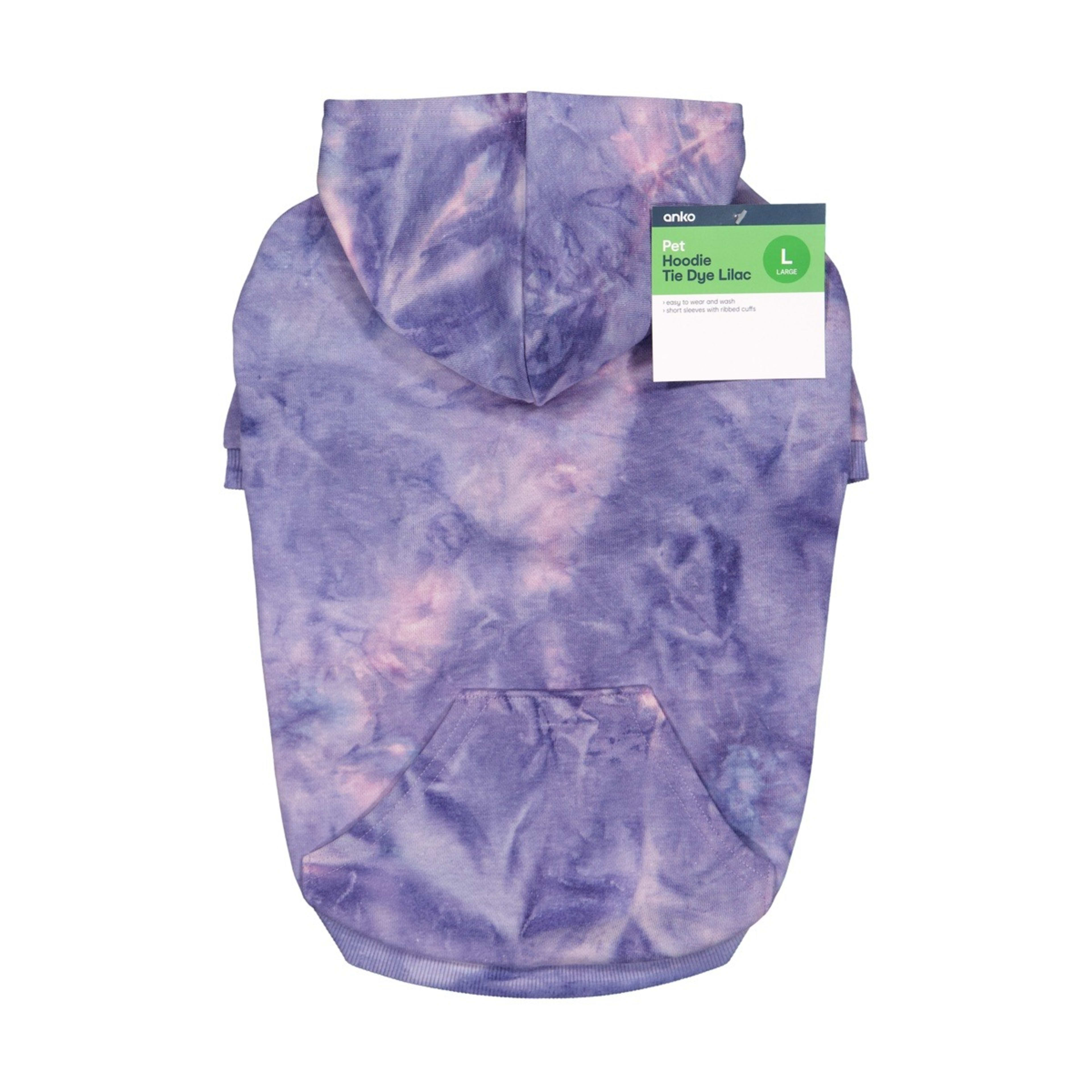10 Pet Hoodie Tie-Dye - Large, Lilac, 10 of 10