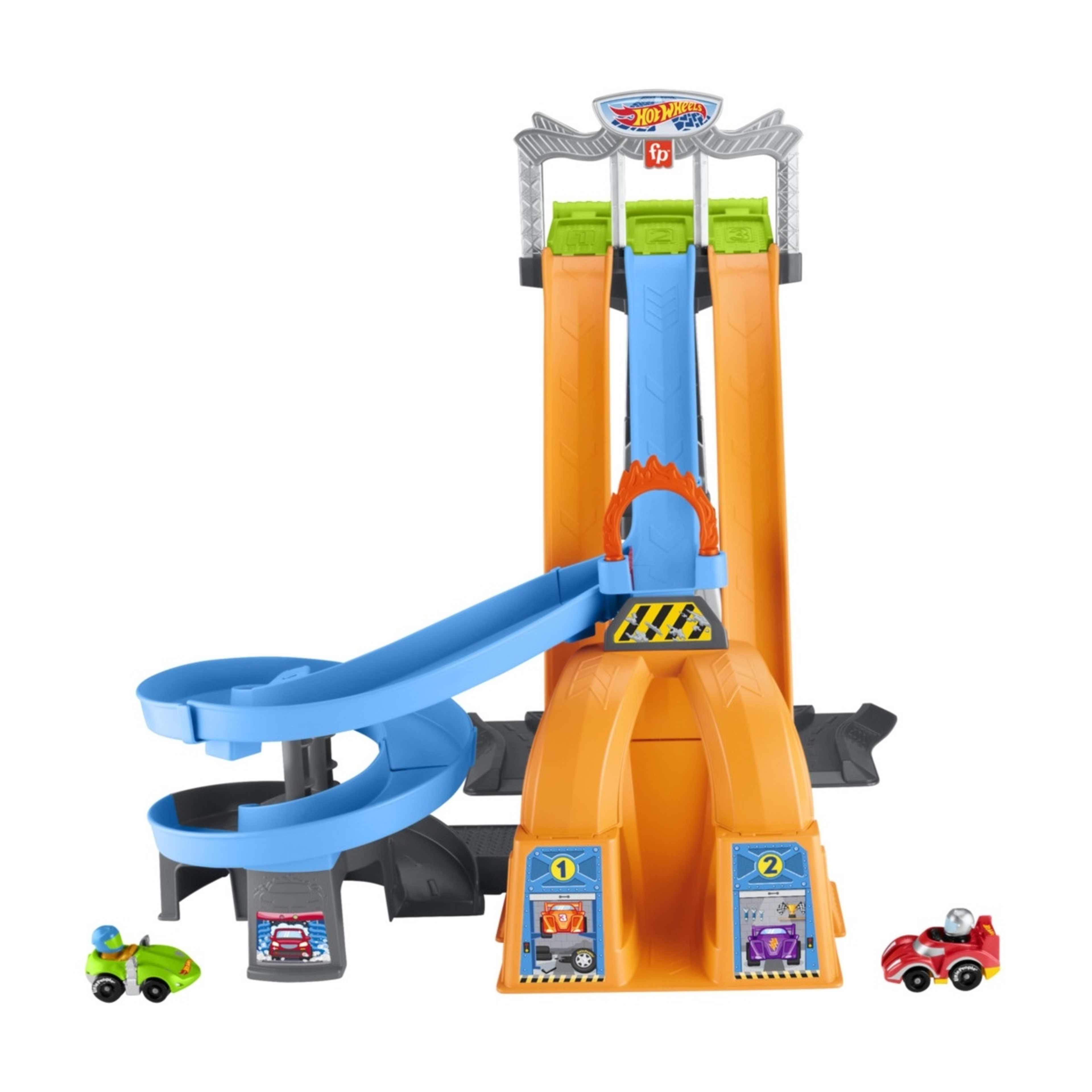 3 Fisher-Price Hot Wheels Little People Racing Loops Tower Toddler Vehicle Playset, 3 of 7
