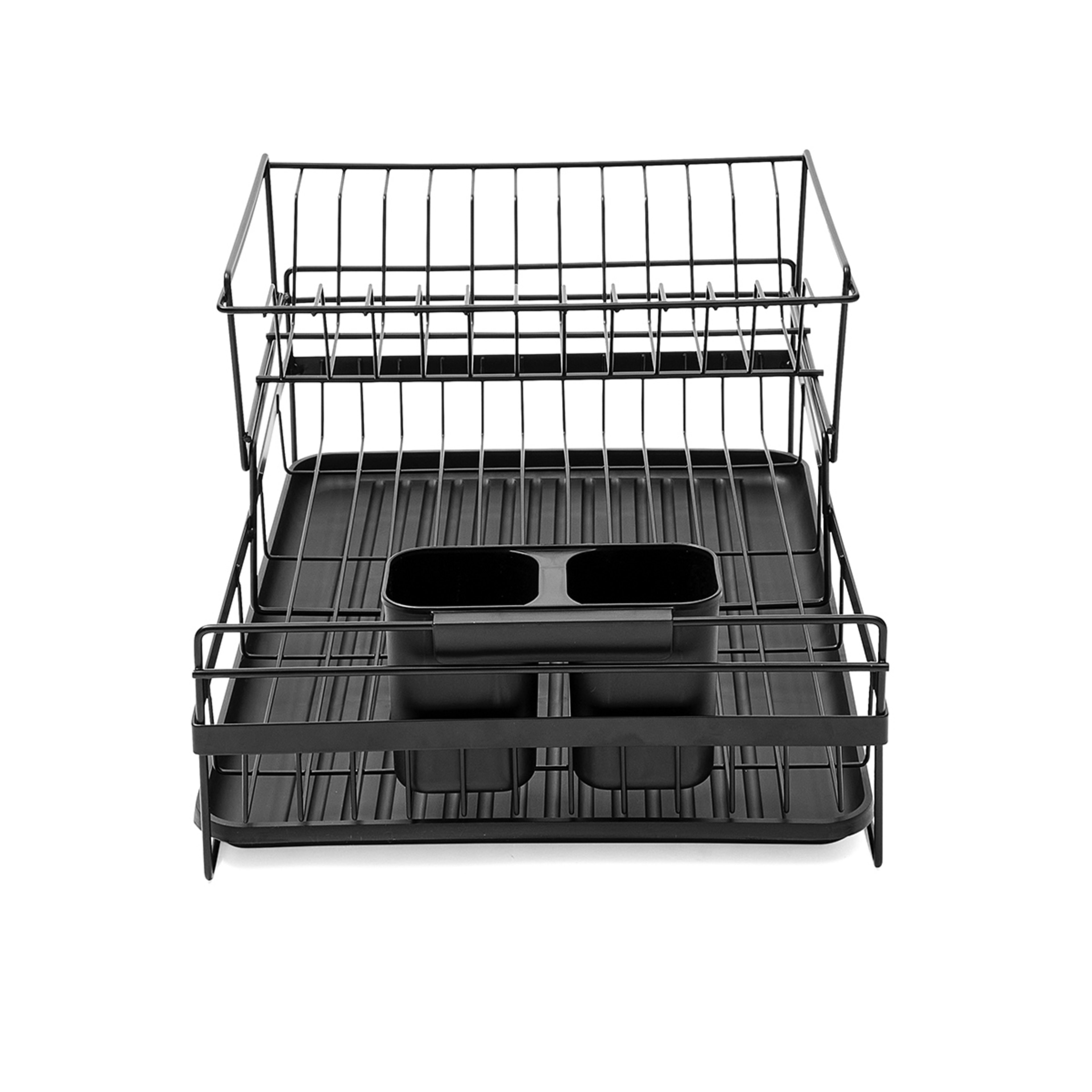 6 2 Tier Dish Rack - Black, 6 of 10