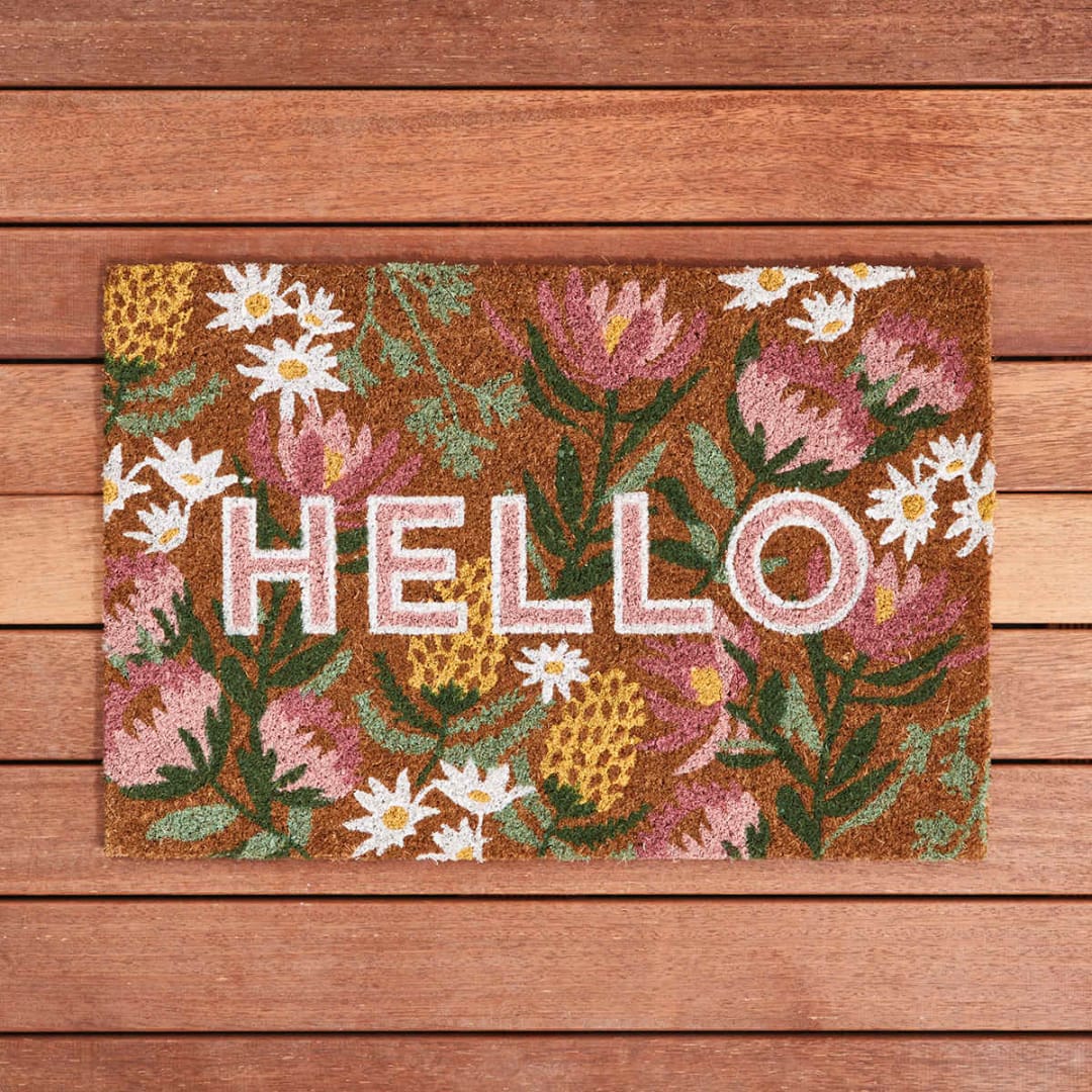 Floral Hello Doormat Kmart