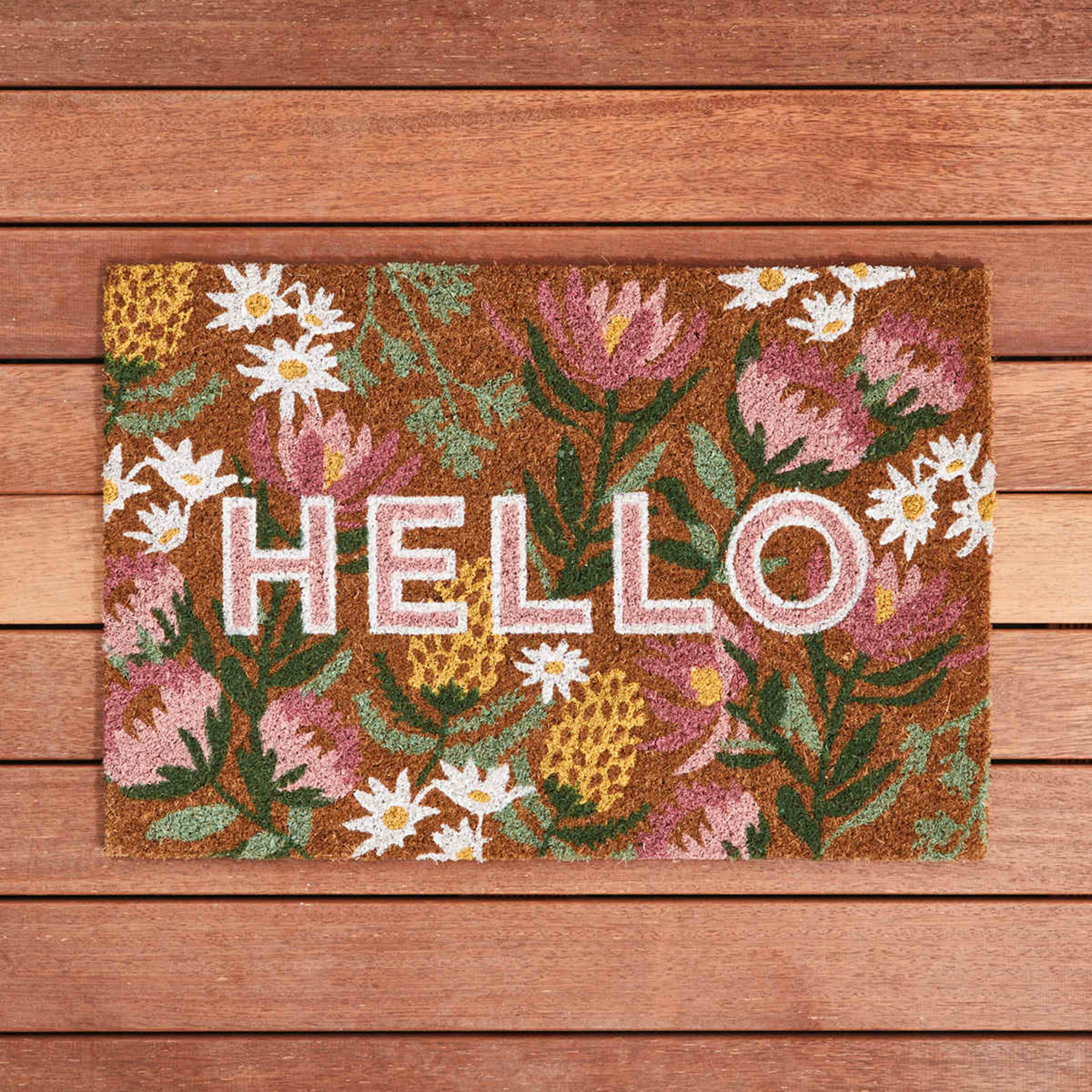Floral Hello Doormat Kmart