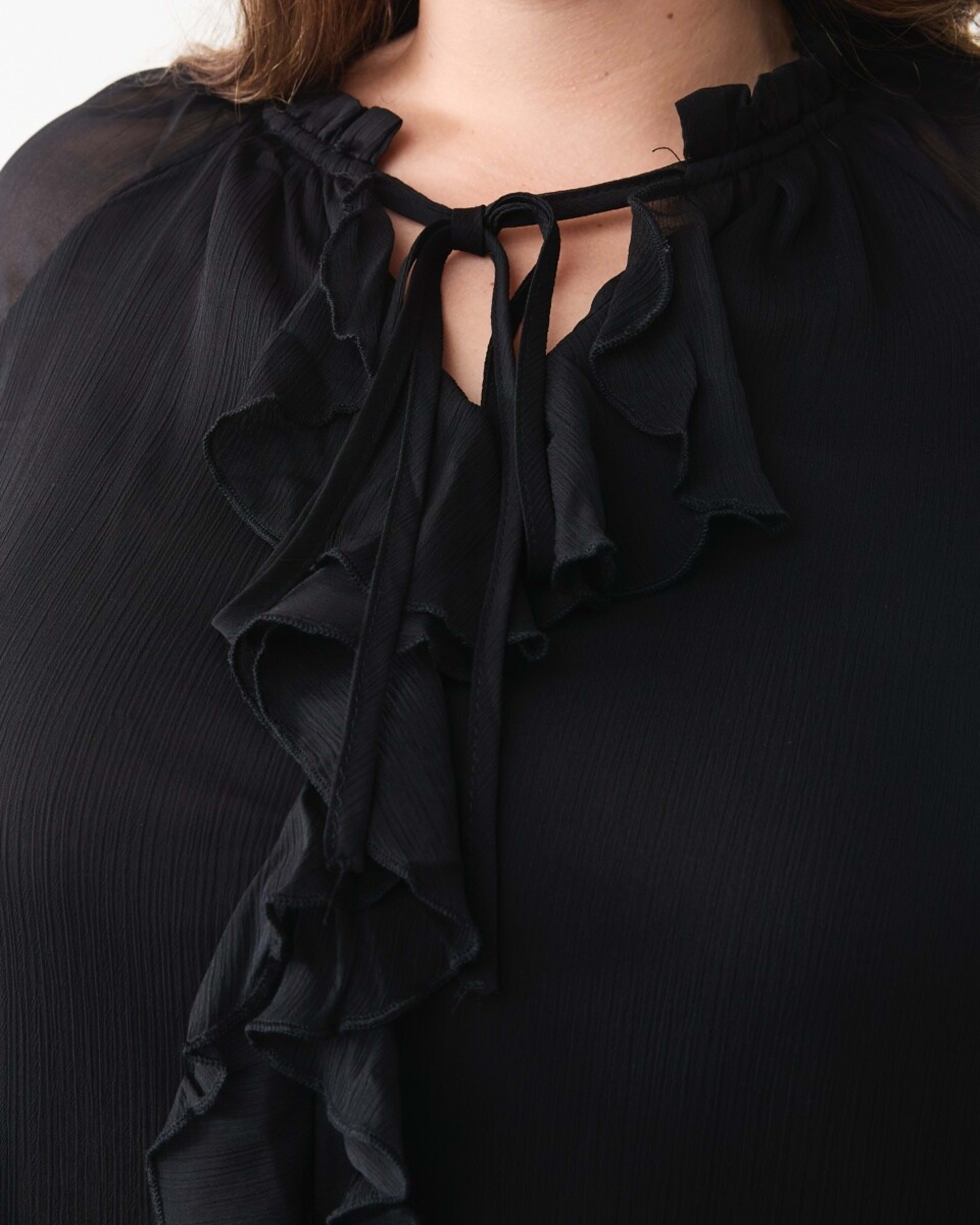 6 Long Sleeve Frill Blouse Black, 6 of 6