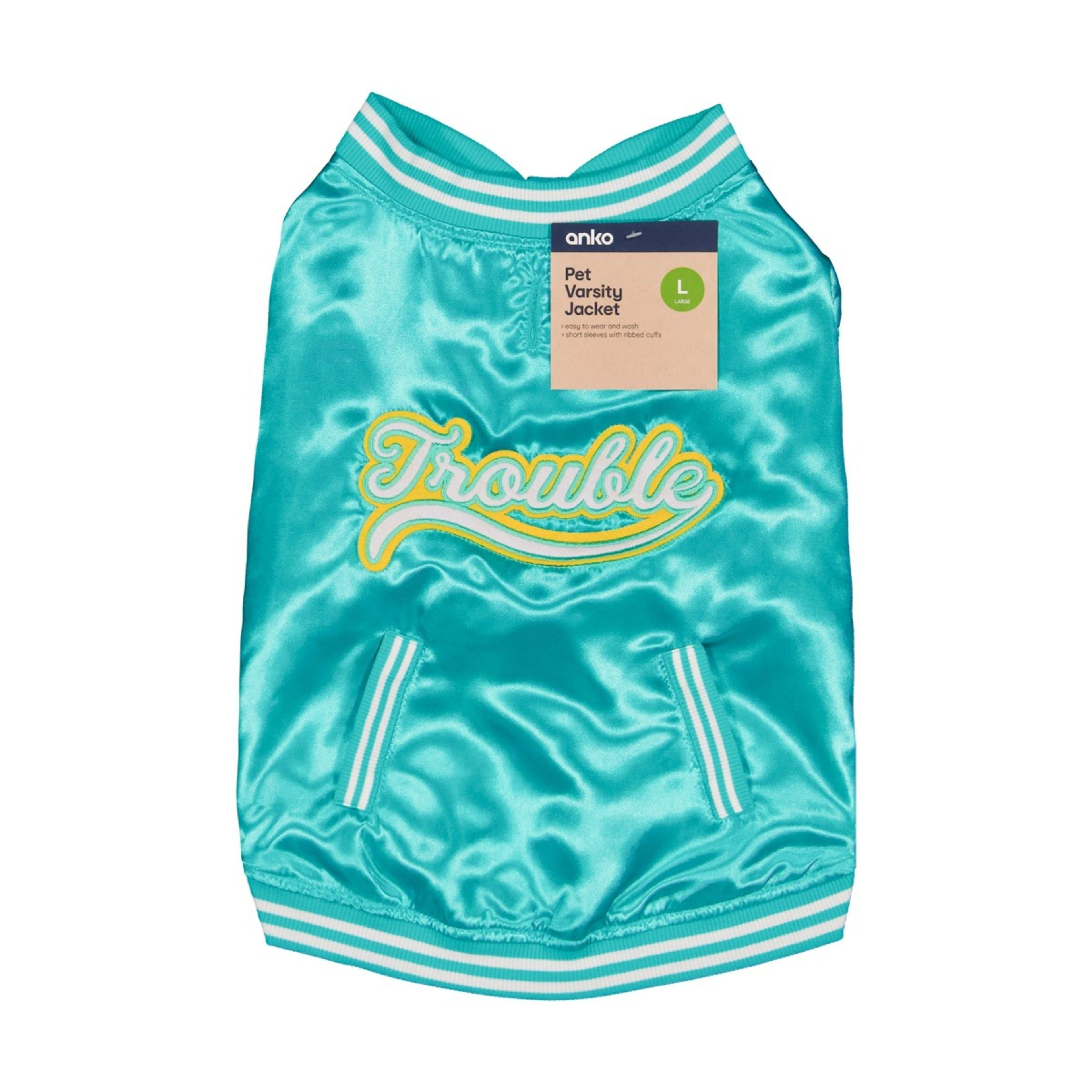10 Pet Varsity Jacket - Large, Teal, 10 of 10