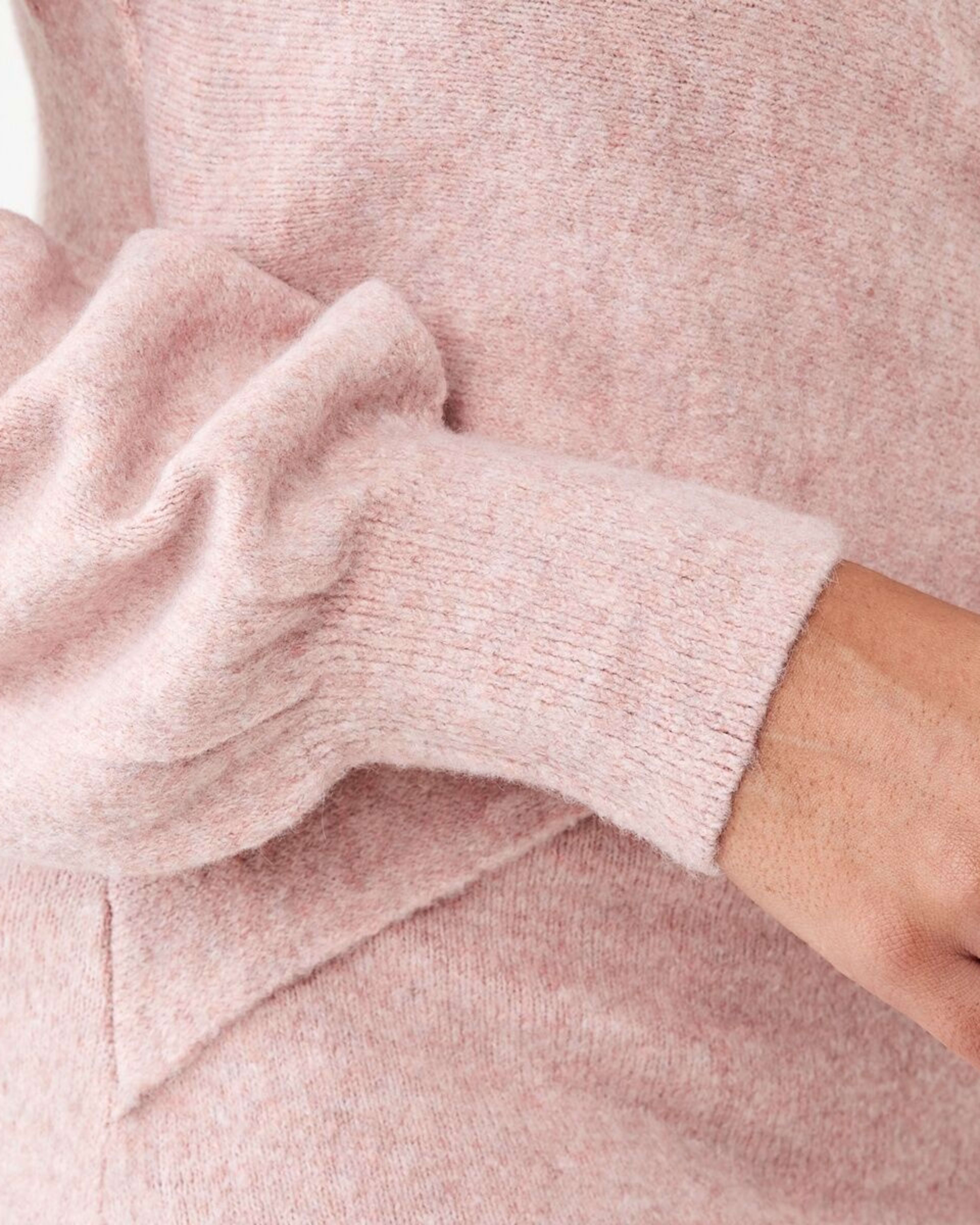 6 Long Sleeve Wrap Front Knit Midi Dress Rose Marl, 6 of 6
