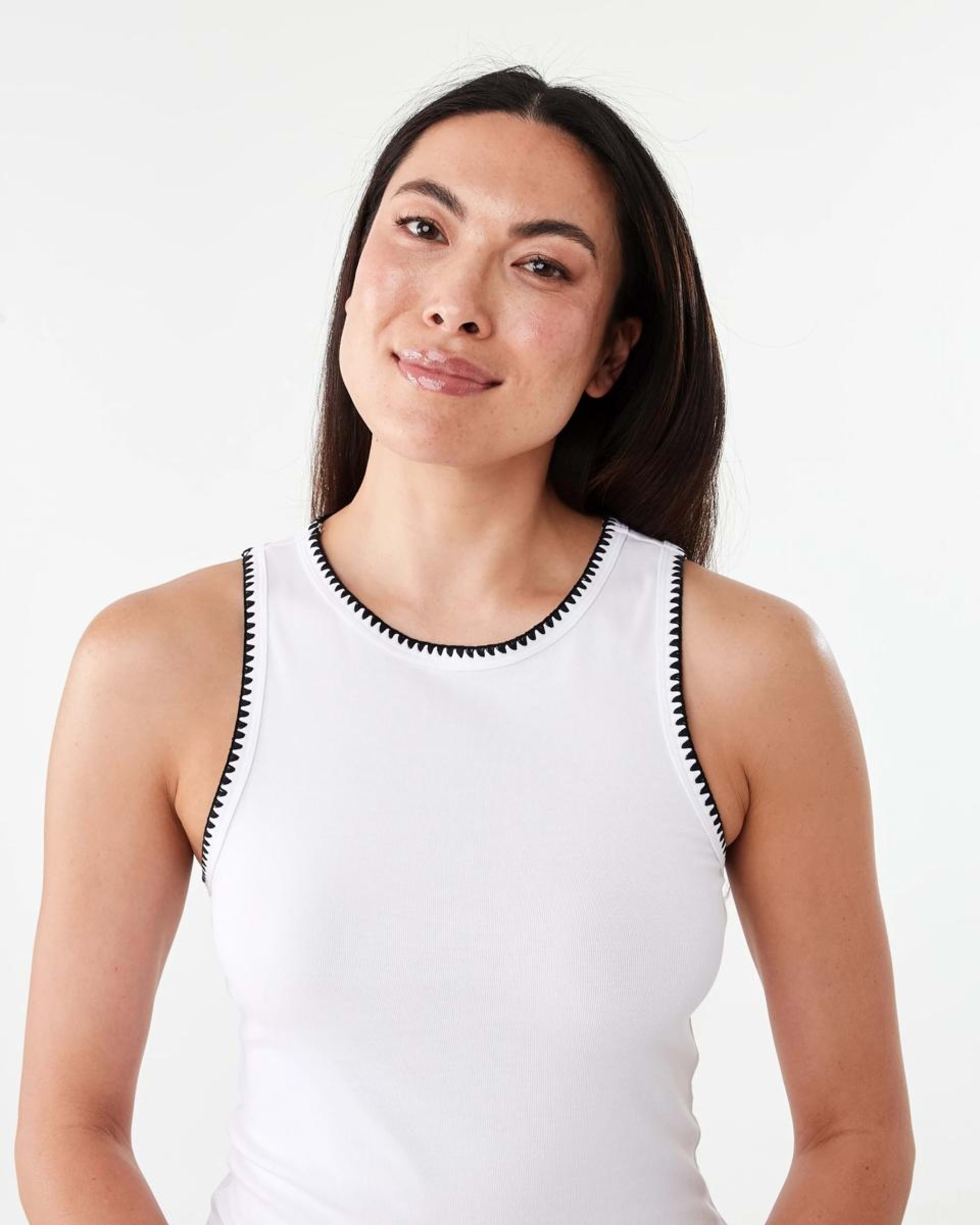 4 Sleeveless Whip Stitch Tank White, 4 of 5