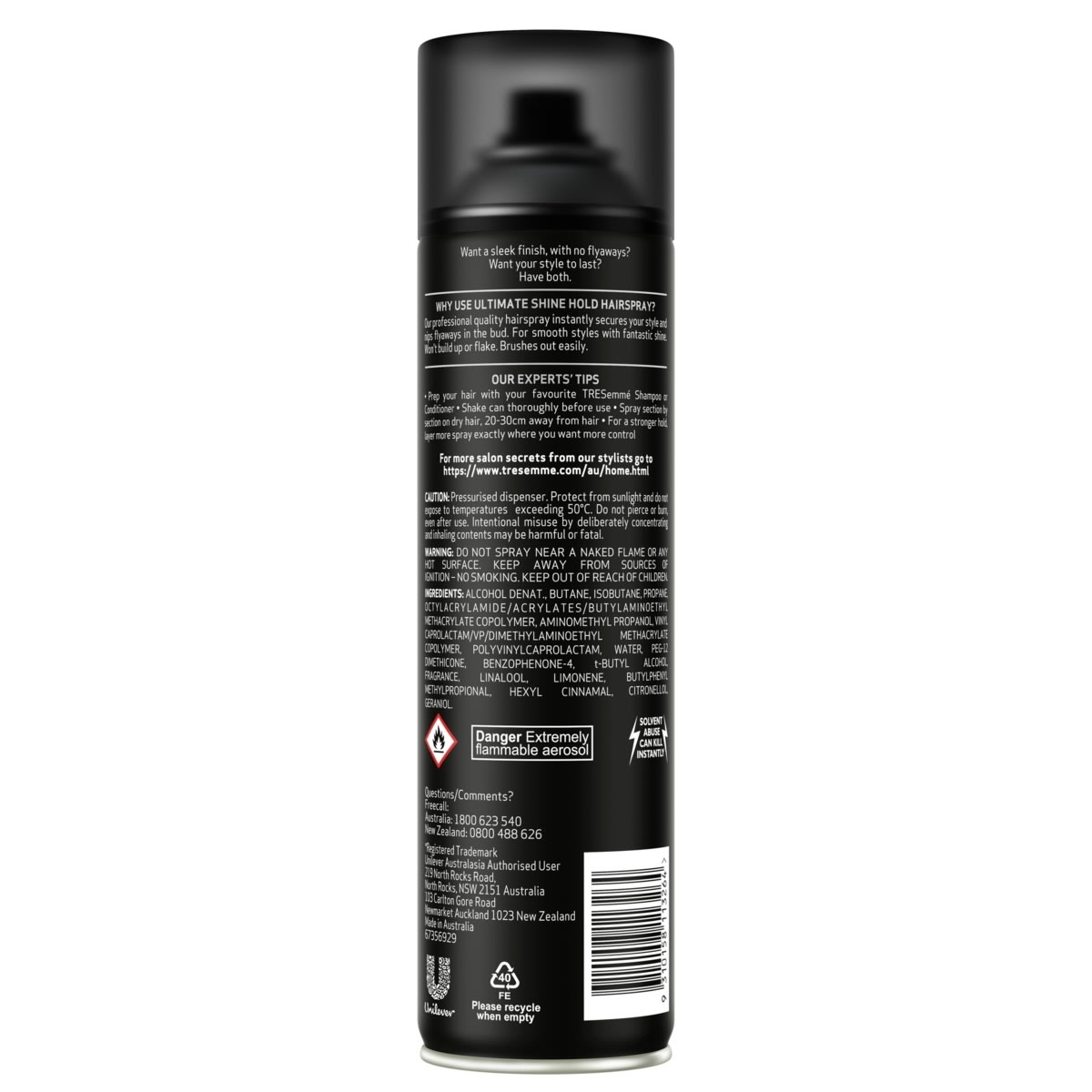 TRESemme 360g Ultimate Hold Platinum Shine Hairspray Kmart