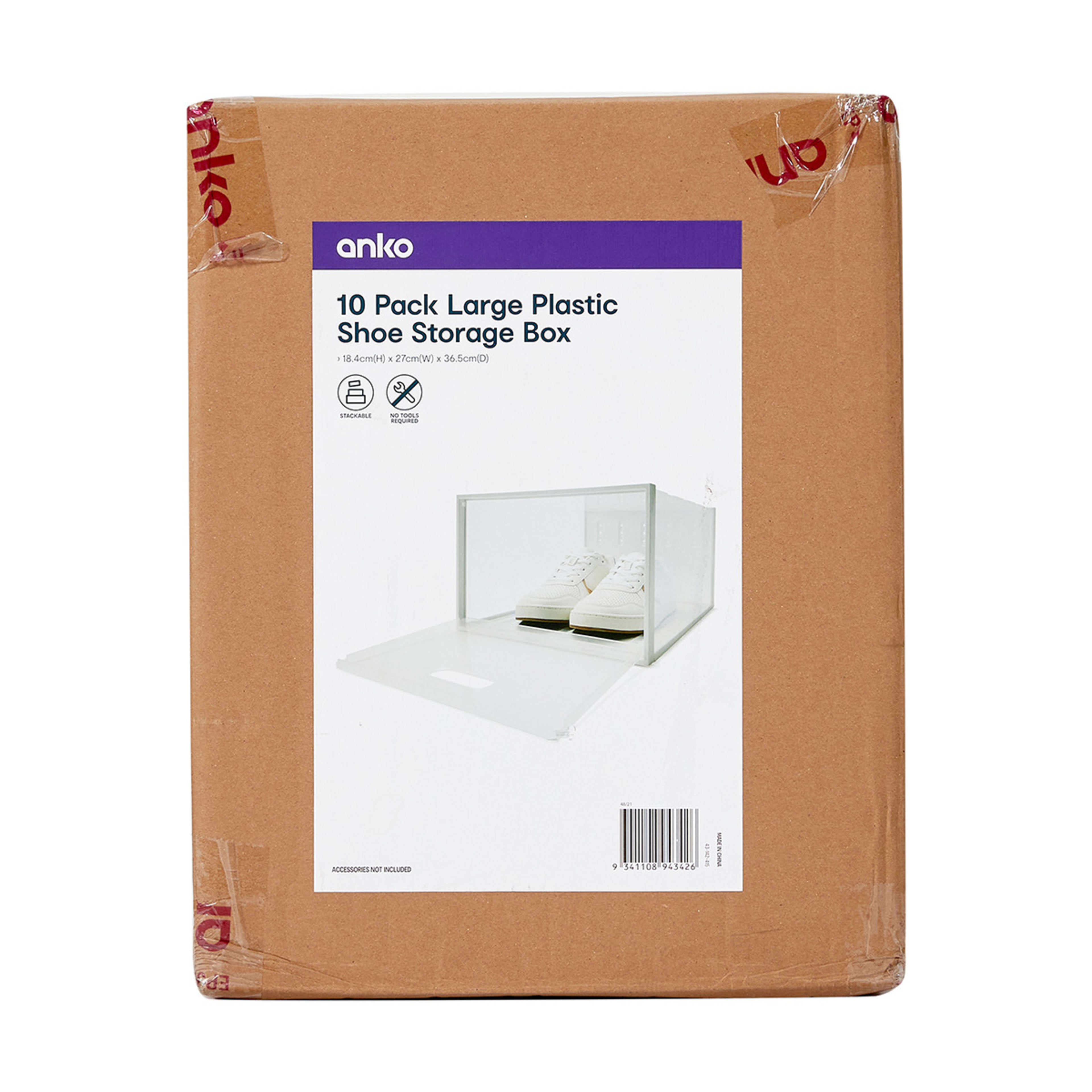 10 10 Pack Large Plastic Shoe Storage Box, 10 of 10