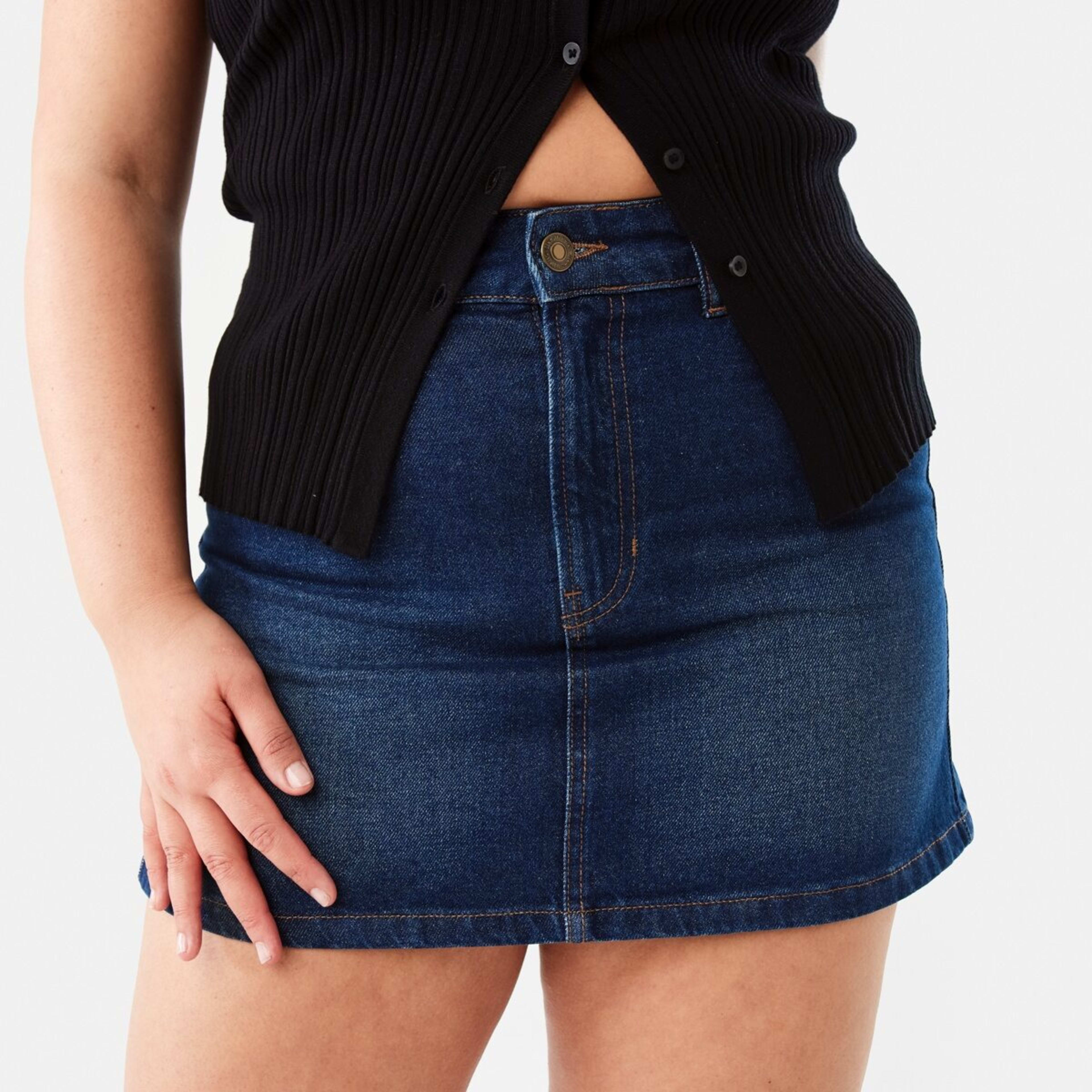 1 Denim A-line Mini Skirt Mid Wash, 1 of 10