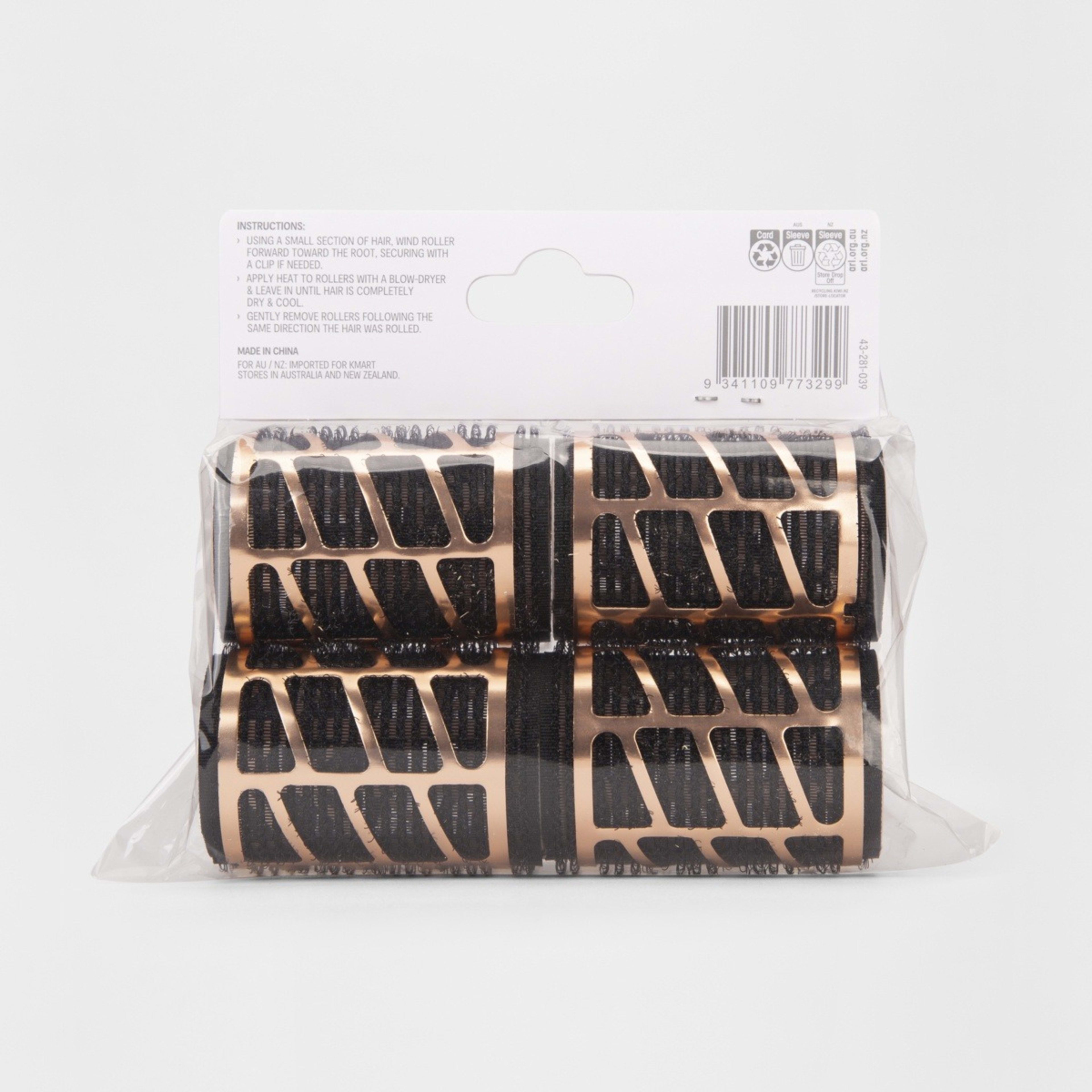 5 4 Pack Thermal Blow Dry Rollers - Medium, Black and Gold Look, 5 of 5