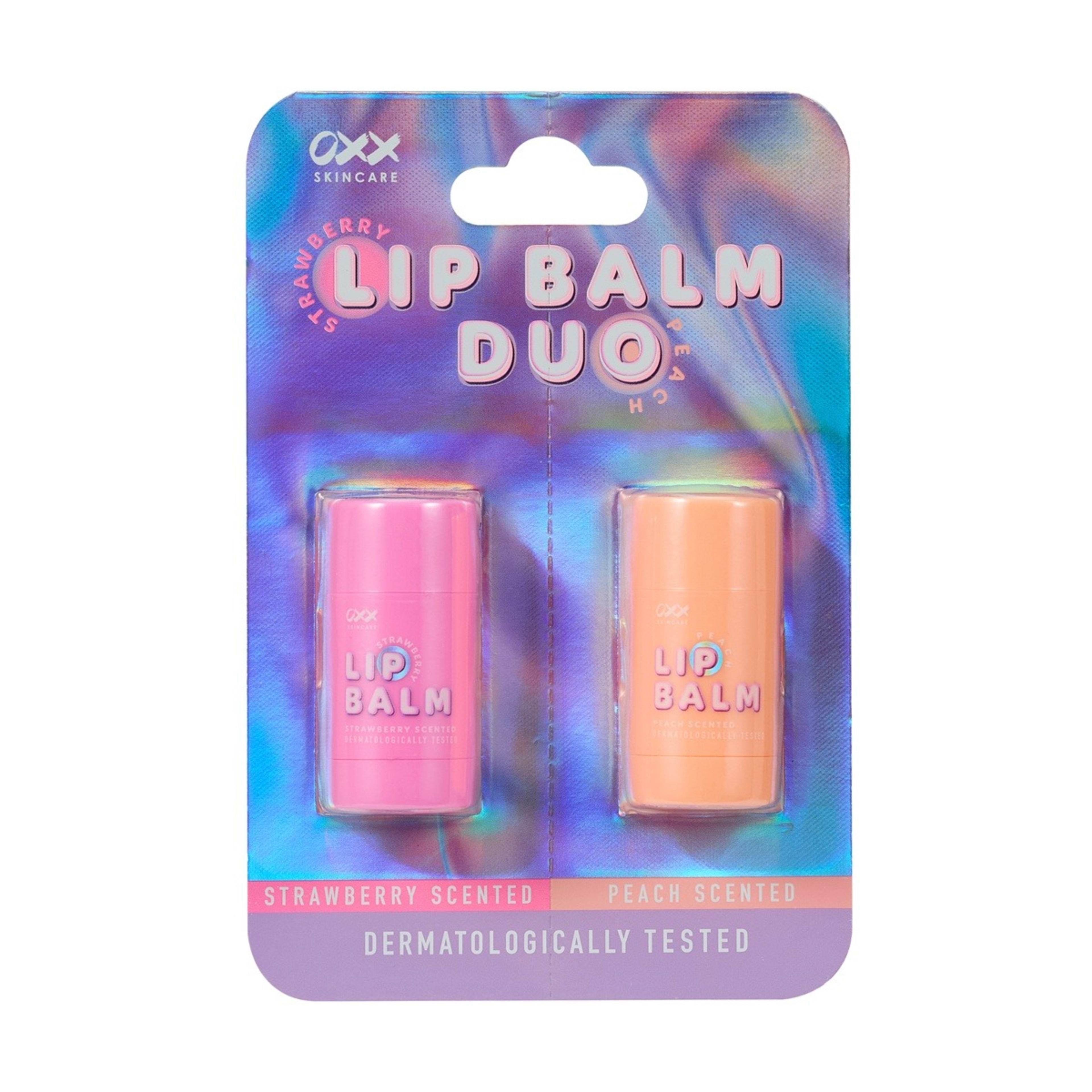 1 OXX Skincare Lip Balm Duo - Strawberry and Peach Scented, 1 of 7