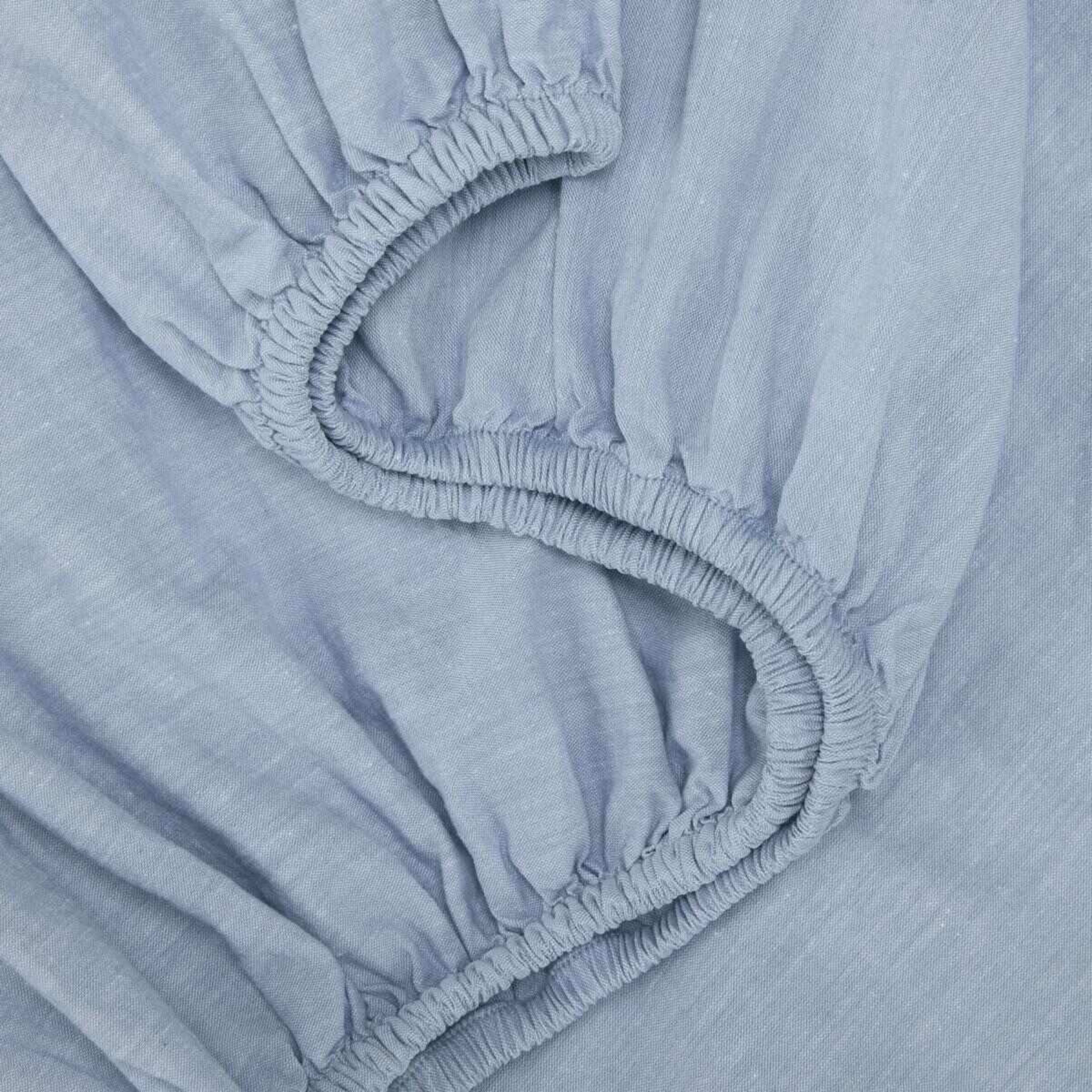 3 Stonewashed Chambray Cotton Sheet Set - Double Bed, Denim, 3 of 7
