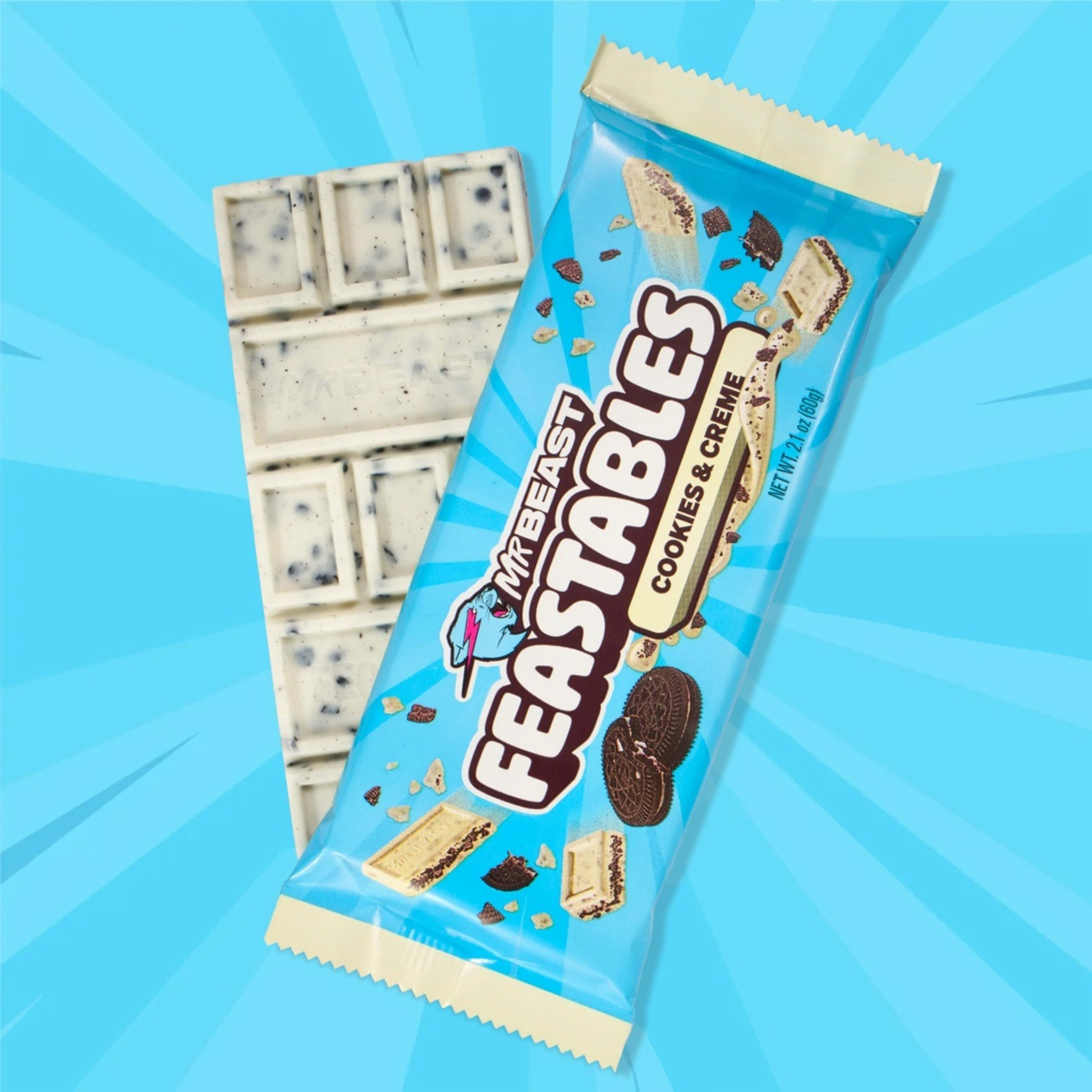 3 MrBeast Feastables Cookies & Creme Chocolate Bar 60g, 3 of 8