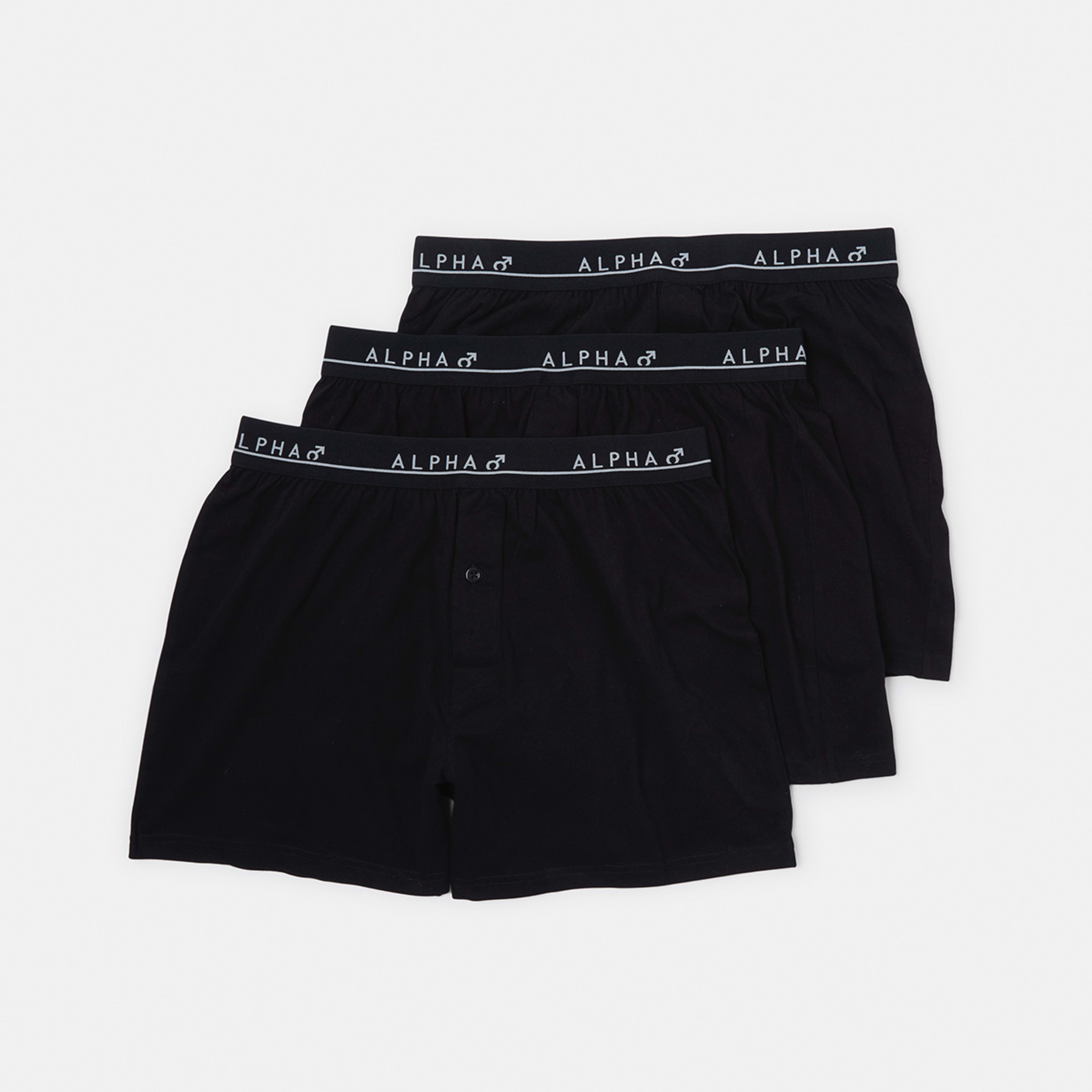 1 3 Pack Plain Jersey Boxers Black, 1 of 6