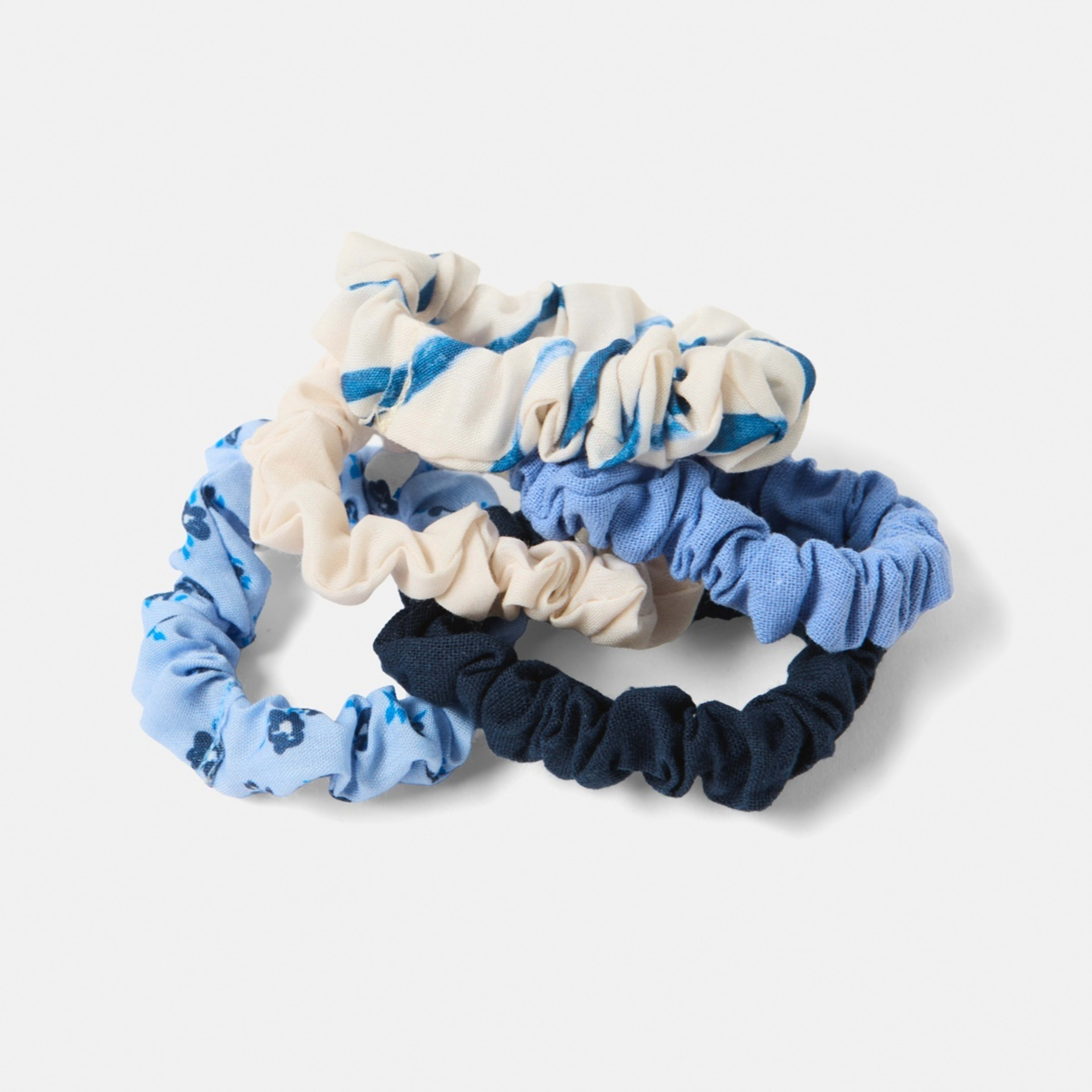 3 5 Pack Mini Linen Print Hair Scrunchies, 3 of 5