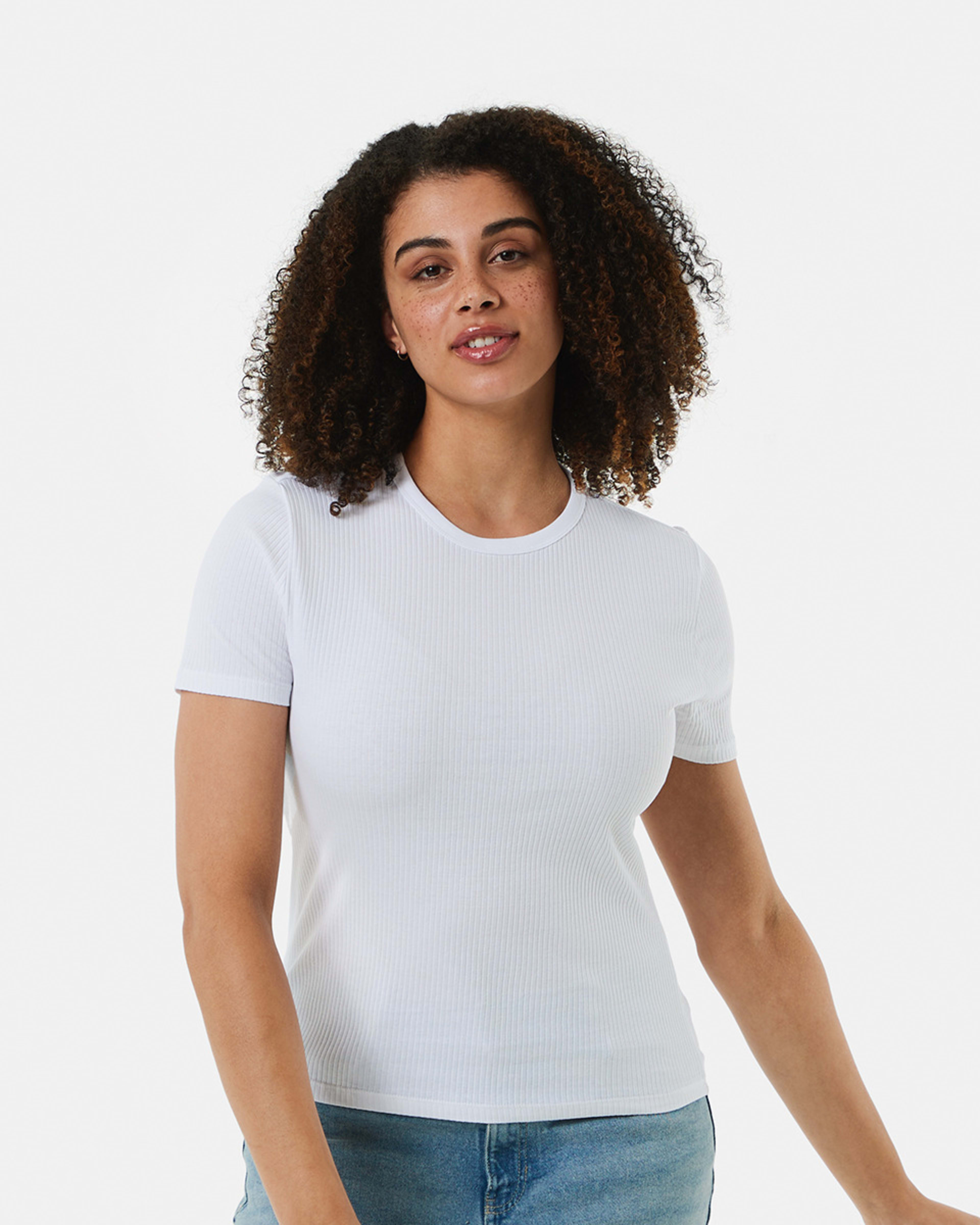 1 Short Sleeve Rib Crew Neck T-shirt White, 1 of 7