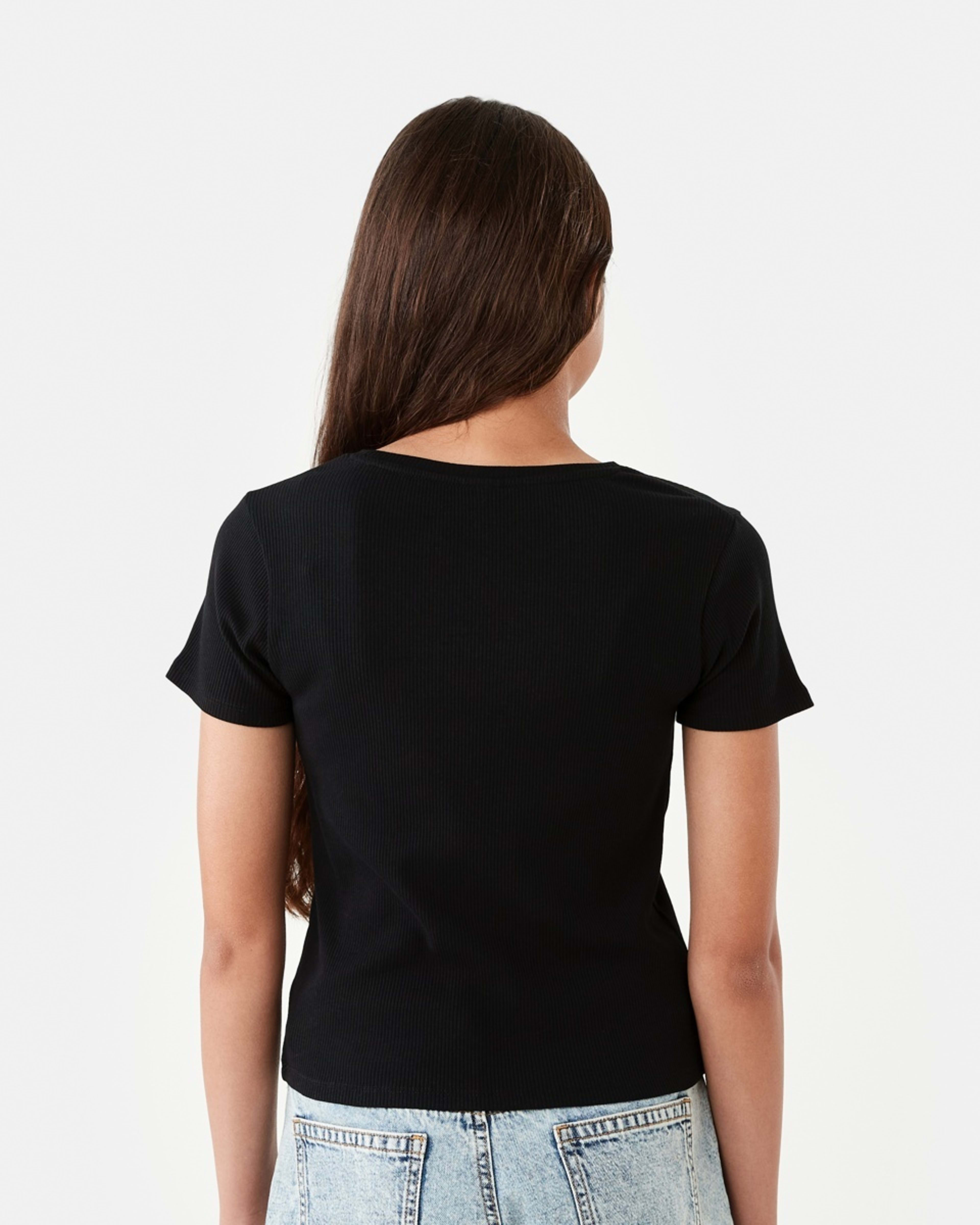 2 Short Sleeve Rib Top Black, 2 of 8
