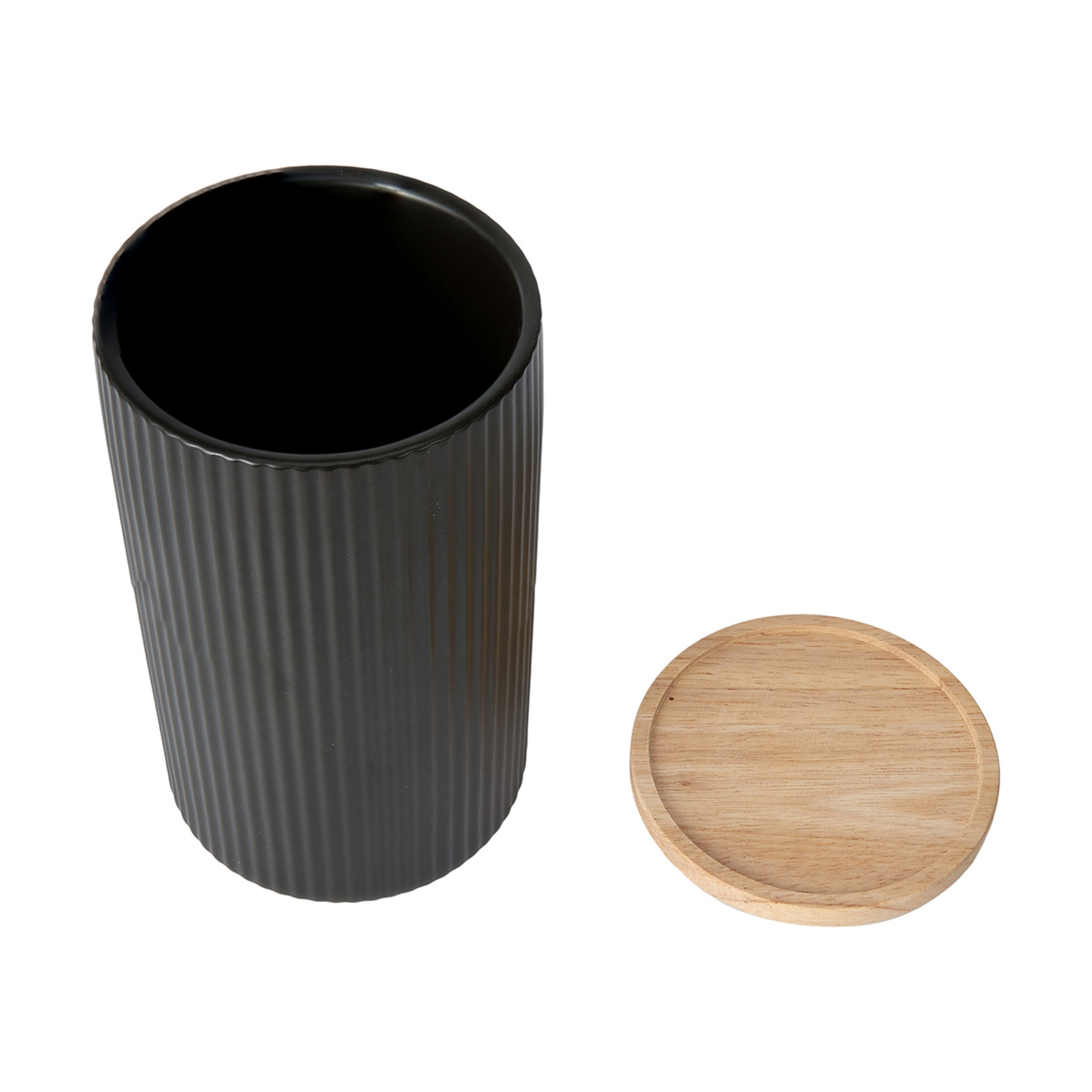 Large Black Ribbed Canister Kmart