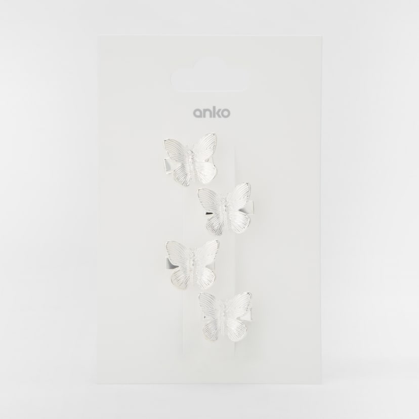 4 Pack Silver Tone Mini Butterfly Hair Clips Kmart