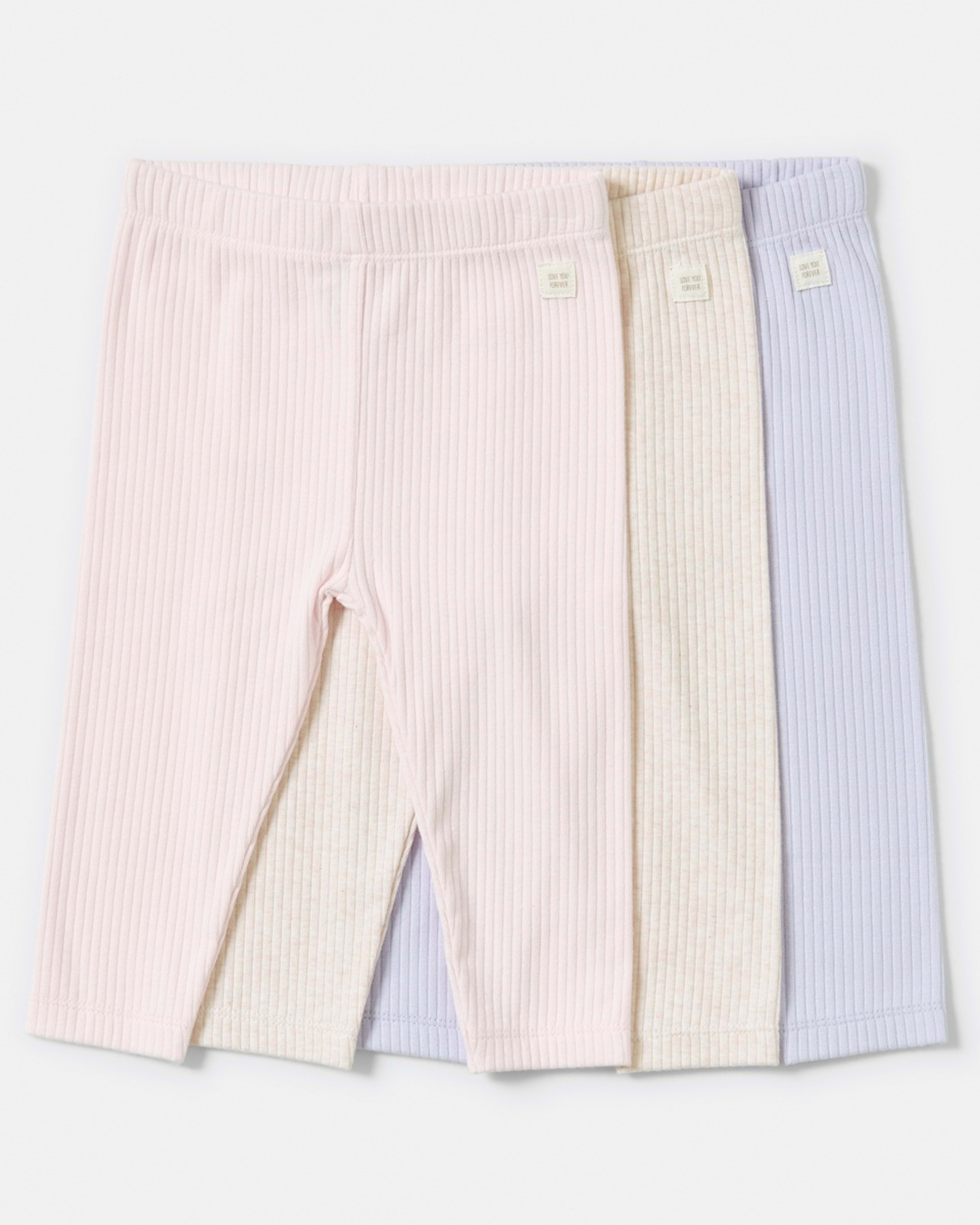 1 3 Pack Ribbed Leggings PINK, HONEY, LILY, 1 of 8