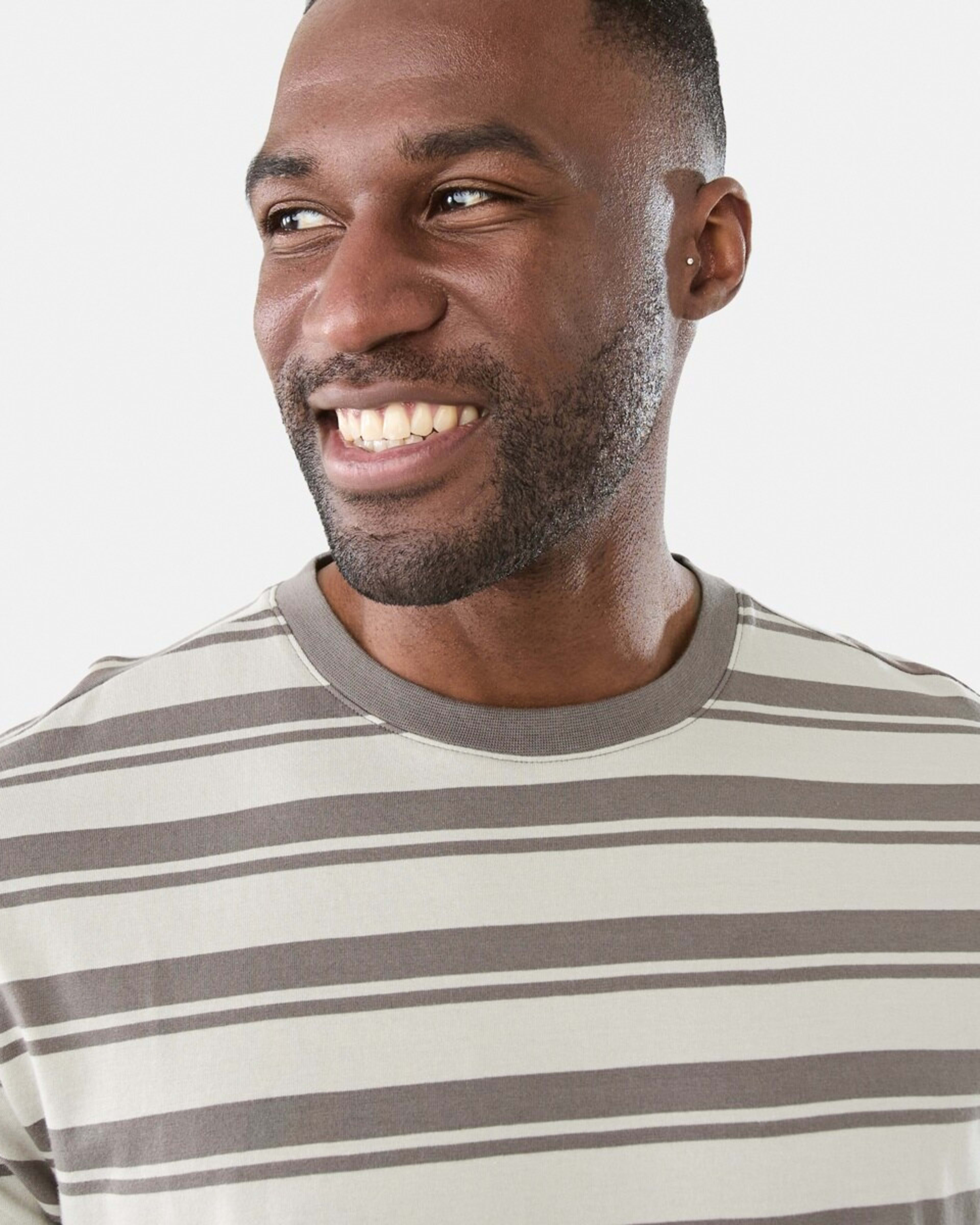 4 Australian Cotton Stripe T-shirt Brn Stripe, 4 of 5
