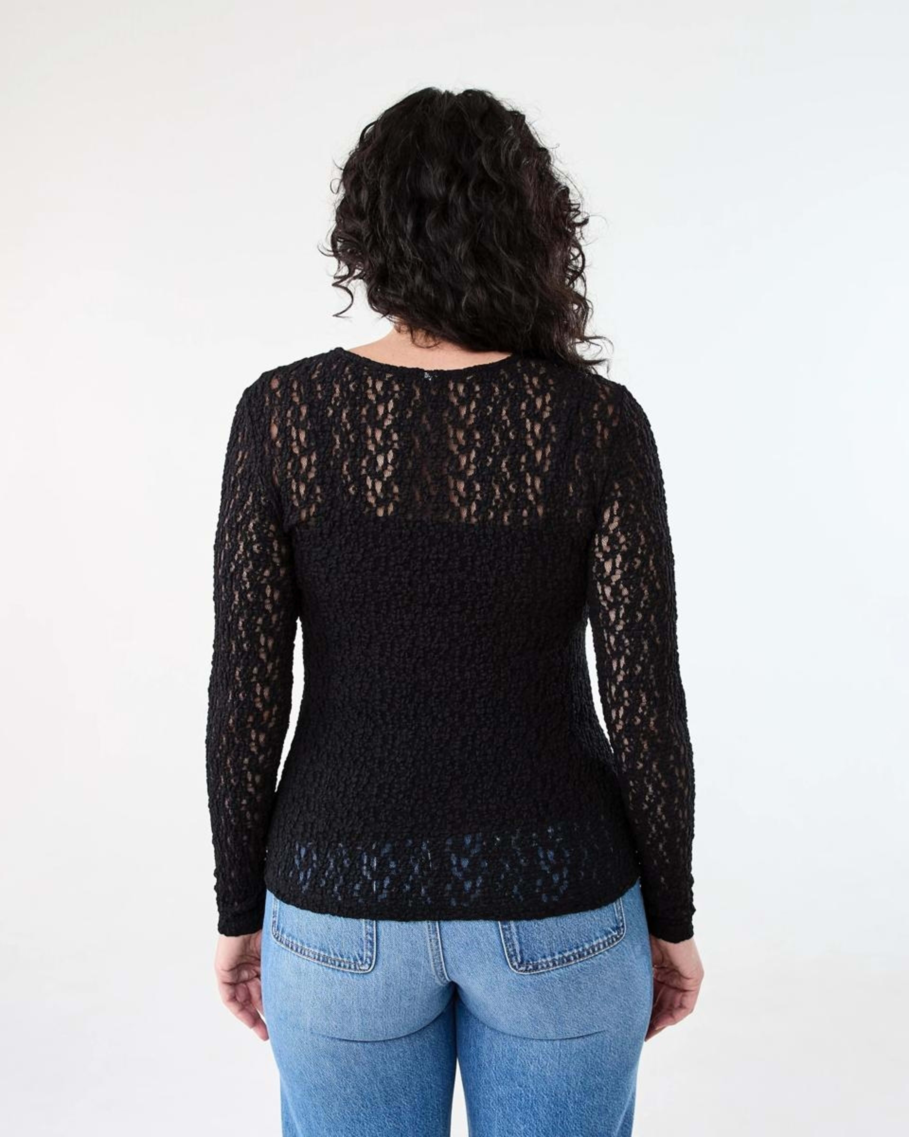 3 Long Sleeve Lace Top BLACK, 3 of 5